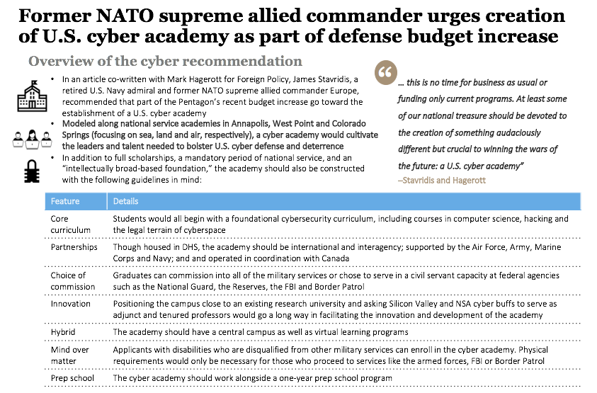 Former Nato Supreme Allied Commander Urges Creation Of U S