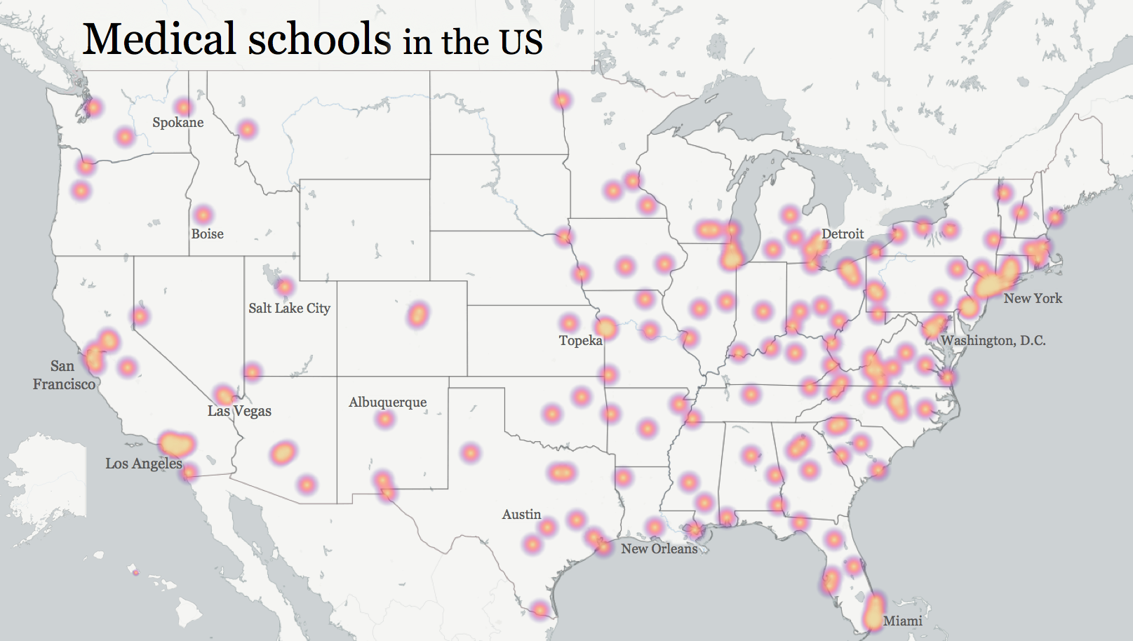 Heatmap of medical schools