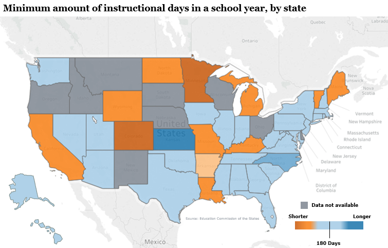 Minimum Number Of Instructional Days In A School Year By State