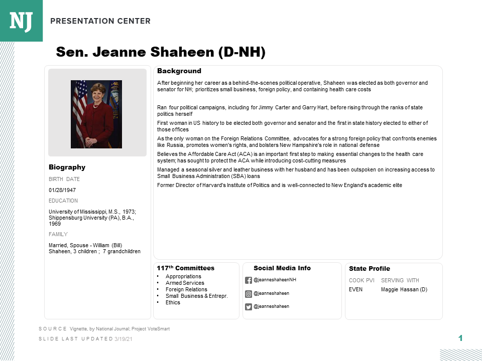 Sen Jeanne Shaheen D Nh