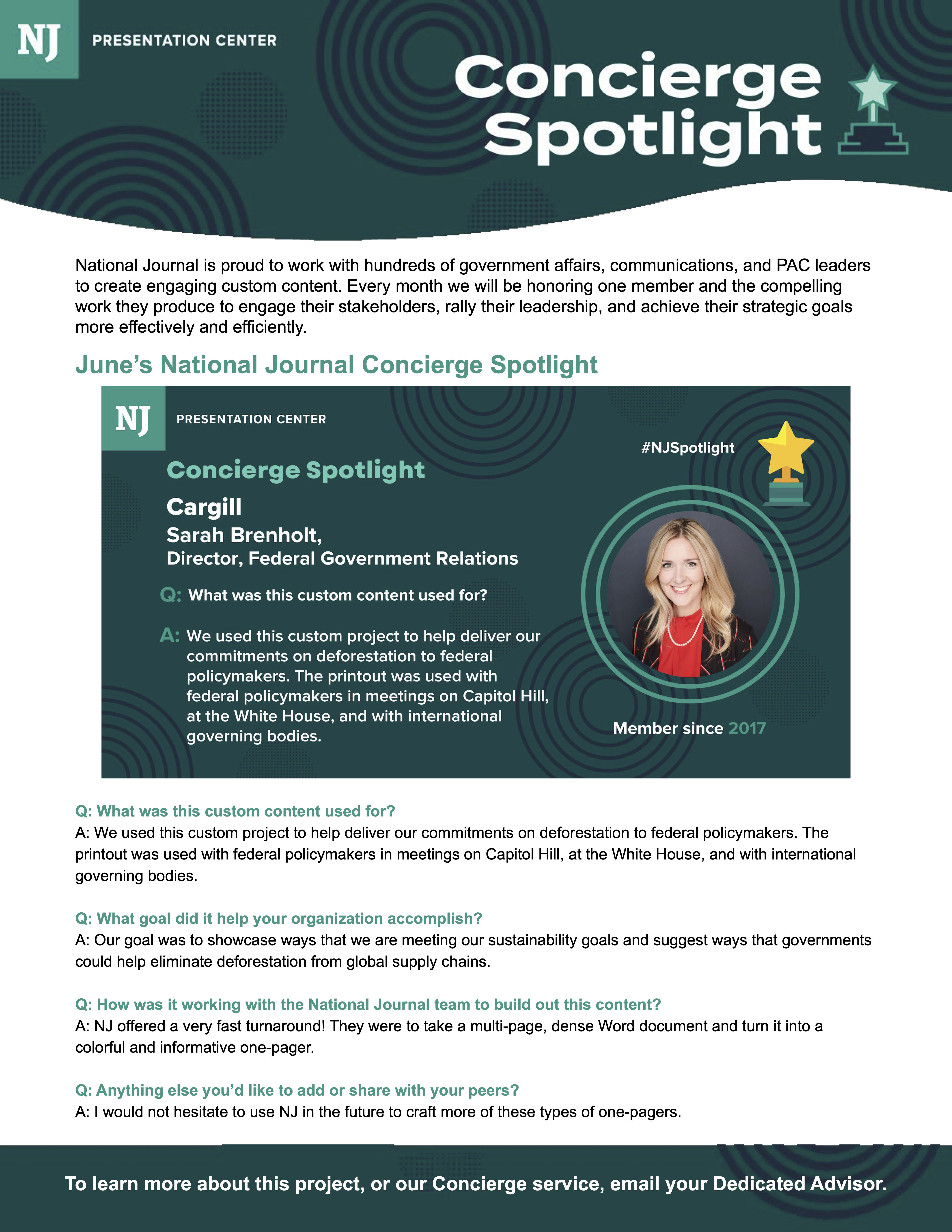 Concierge Member Spotlight: Cargill One Pager