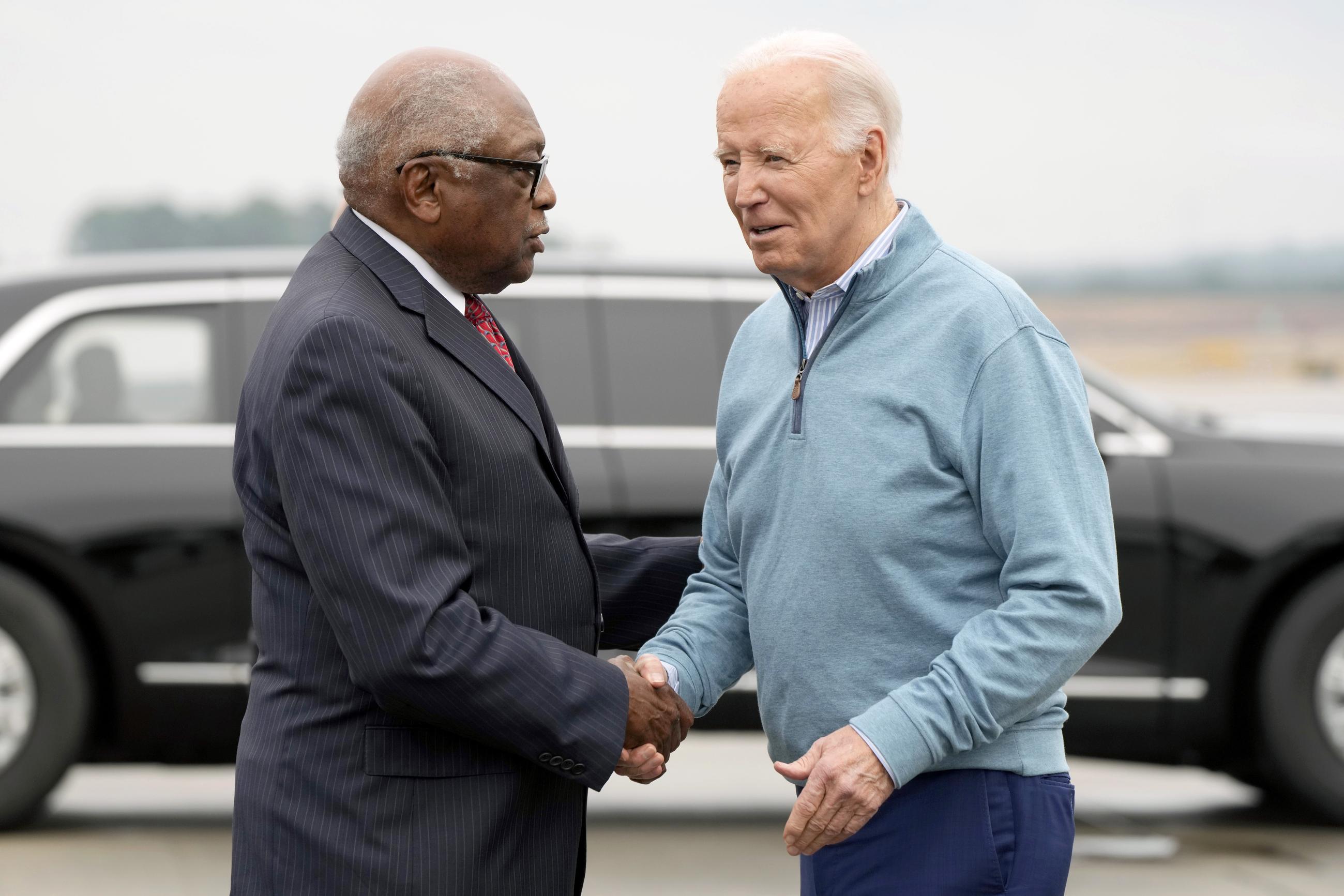 Rep. James Clyburn, shown with President Biden in January, is often credited as the man who delivered the presidency to Biden with a pivotal endorsement four years ago. But on Wednesday, the South Carolina Democrat sent a resounding message to the Democratic president and elected officials across the nation that it may be time to move on when he outlined a process to replace Biden during an interview with CNN. (AP Photo/Jacquelyn Martin, File)