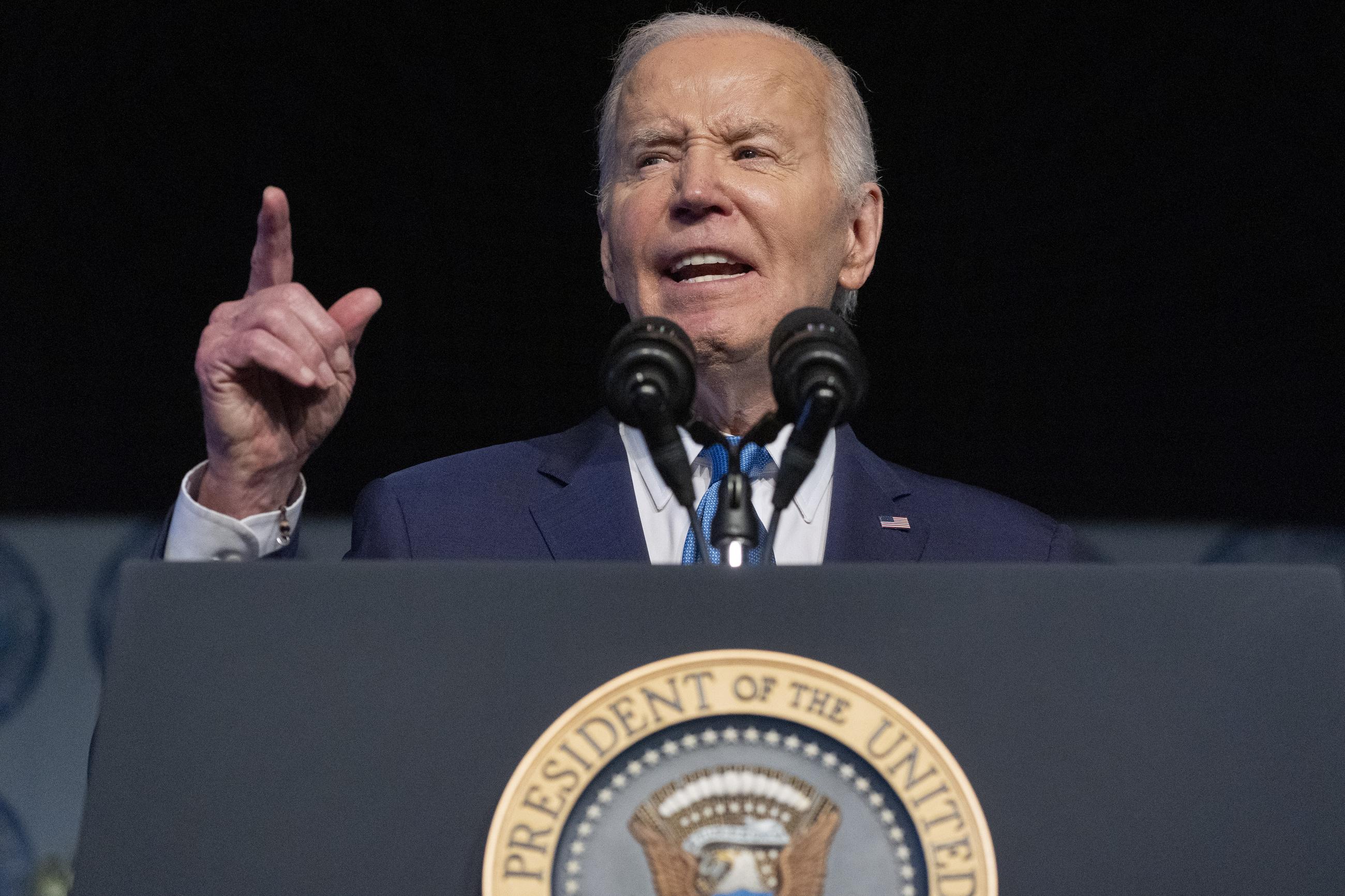 President Biden speaks at a dinner for the Detroit chapter of the NAACP on May 19. (AP Photo/Alex Brandon)