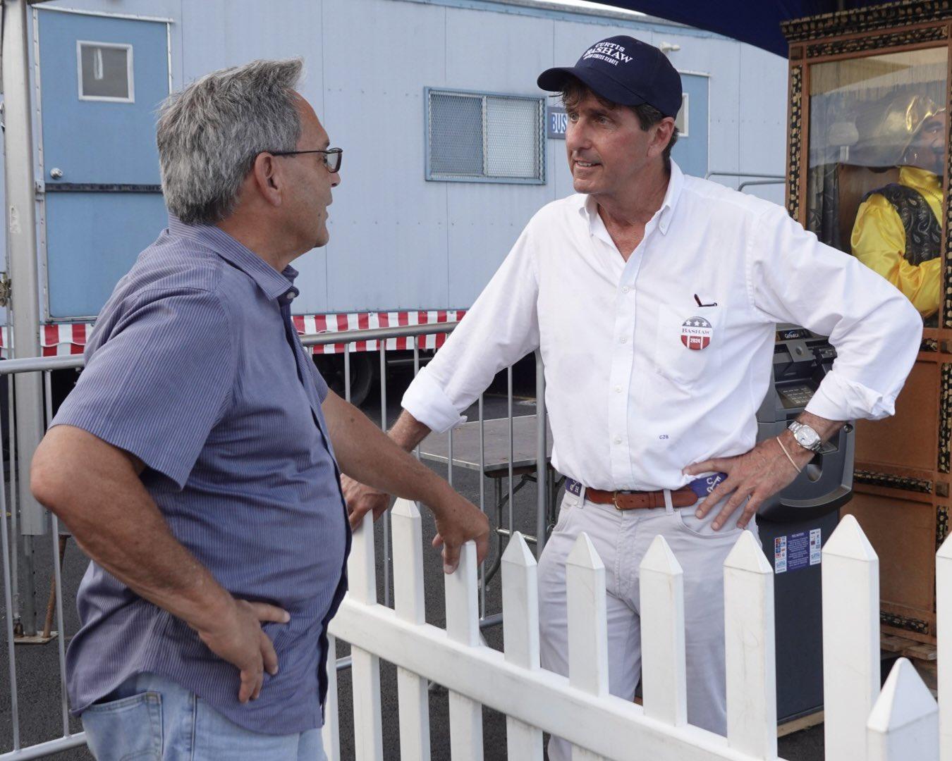 Curtis Bashaw greets voters at the New Jersey State Fair earlier in July. (Twitter/@Bashawforsenate)