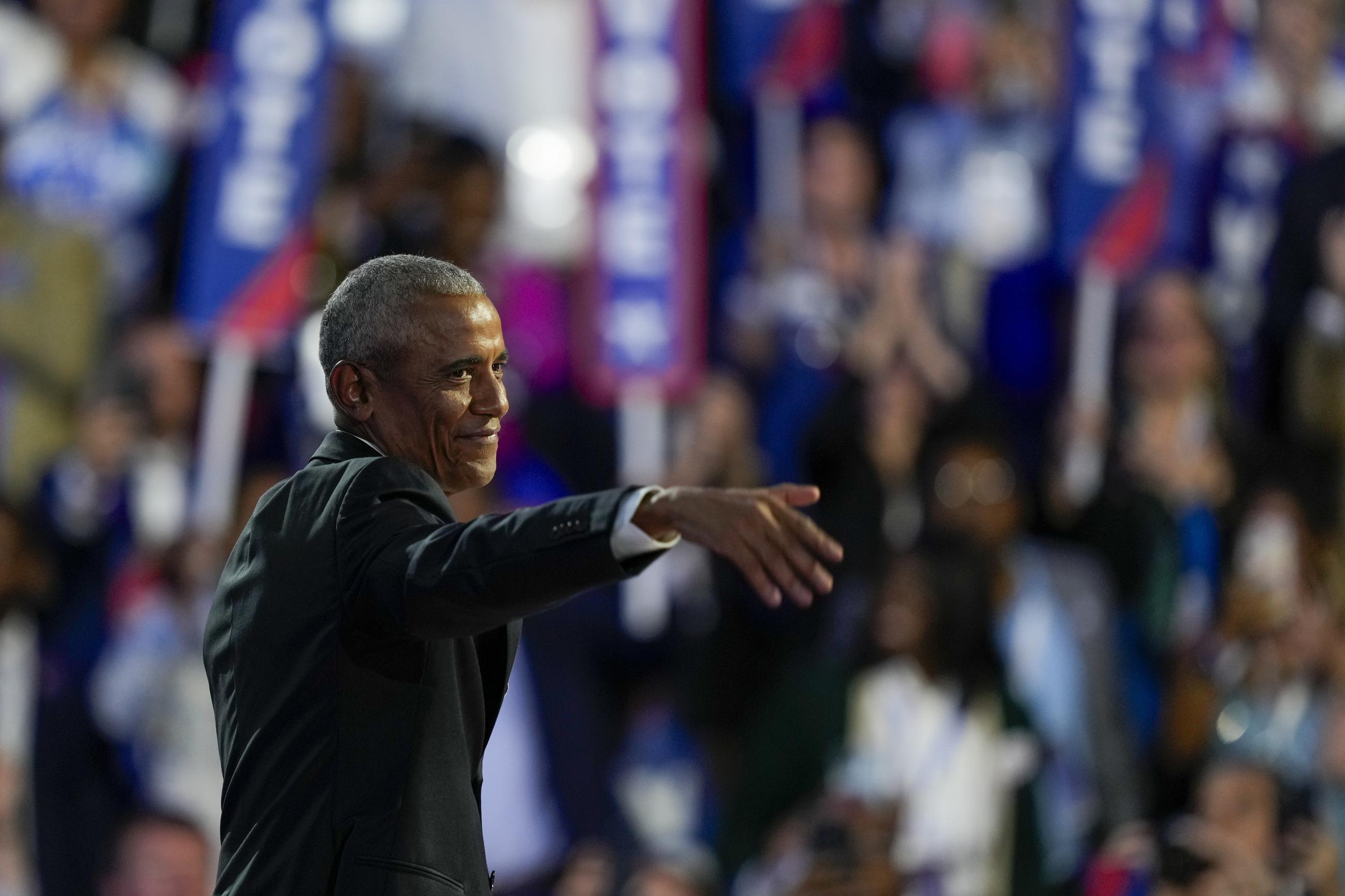 Former President Obama at the Democratic National Convention Tuesday (AP Photo/Matt Rourke)