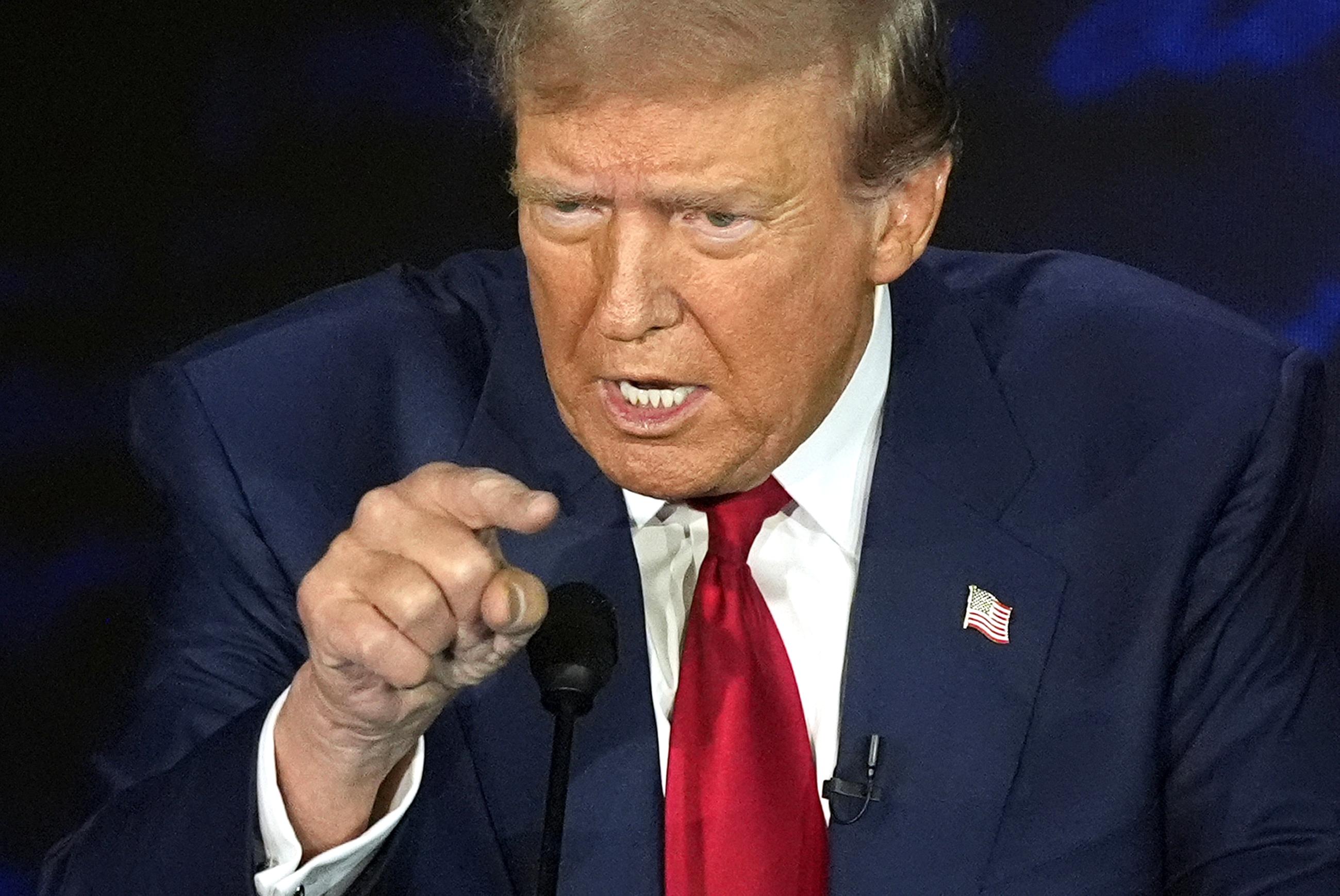 Former President Trump speaks during Tuesday's debate. (AP Photo/Alex Brandon)