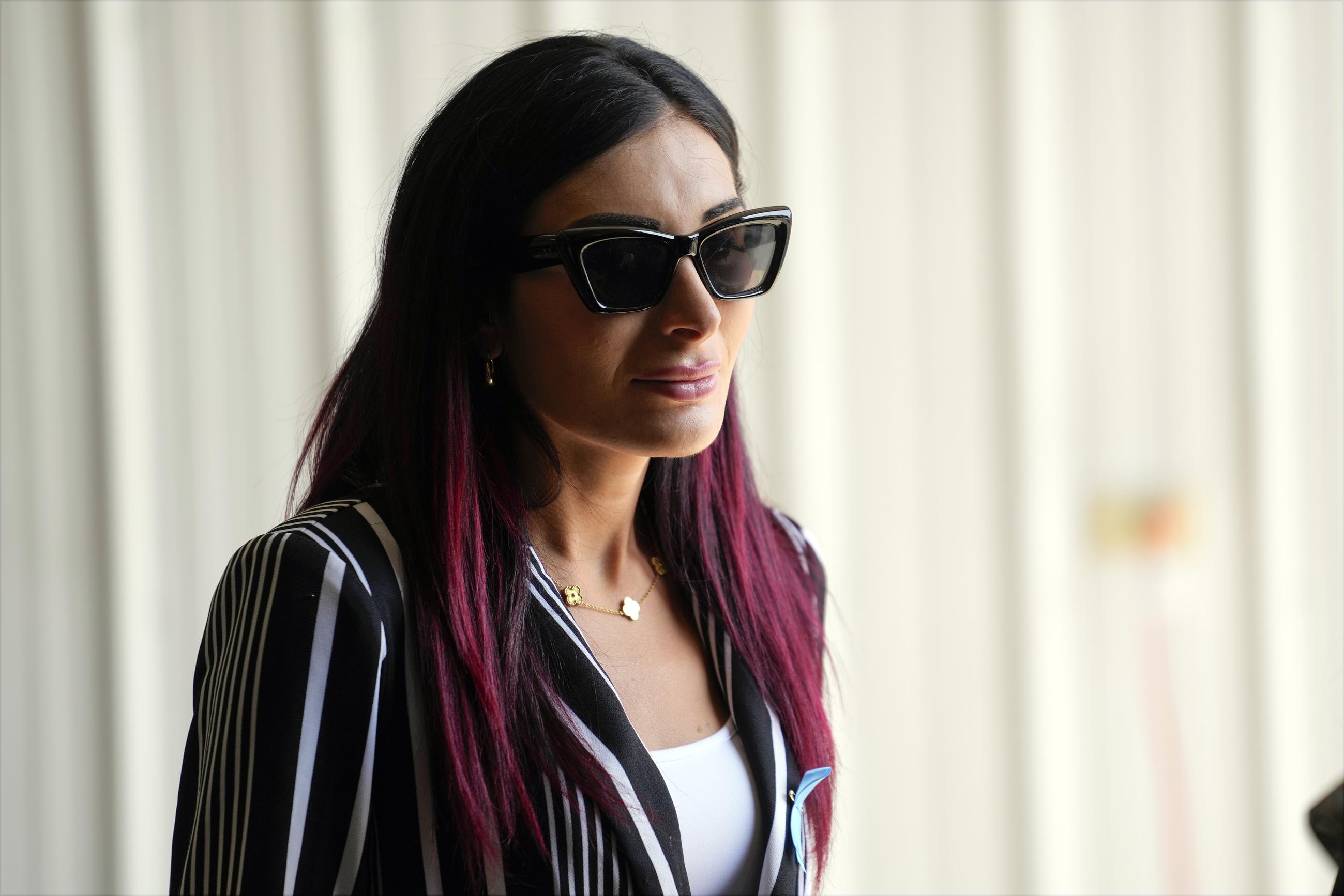 Laura Loomer watches as former President Trump visits the Shanksville Volunteer Fire Company in Shanksville, Pa., on Sept. 11, 2024. (AP Photo/Matt Rourke)