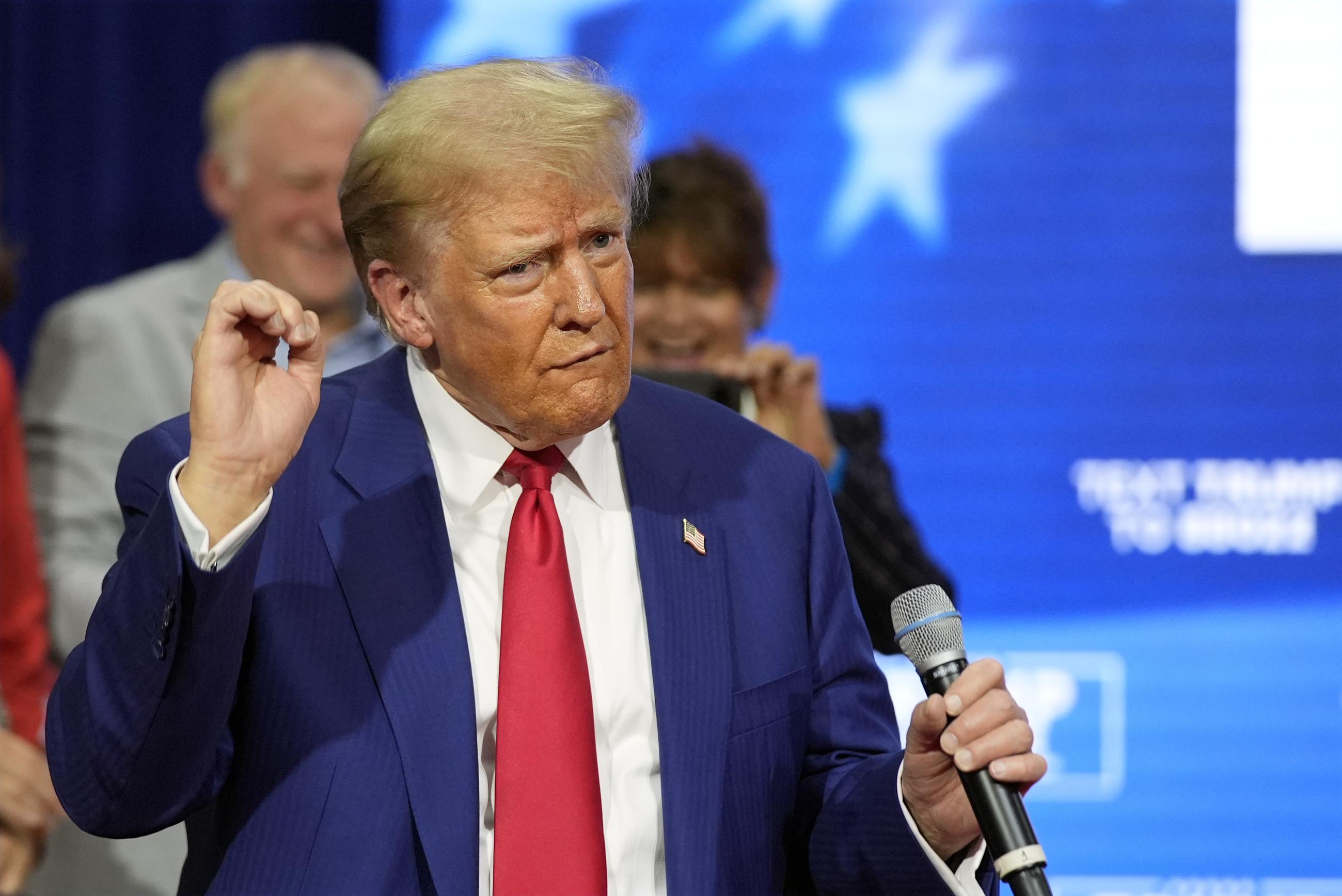 Former President Trump speaks at a campaign town hall at the Greater Philadelphia Expo Center &amp; Fairgrounds in Oaks, Pennsylvania, on Monday. (AP Photo/Alex Brandon)