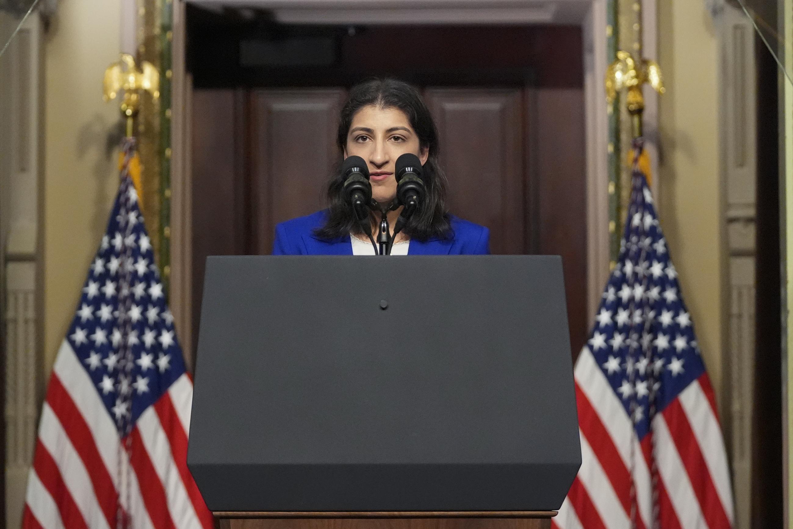 Lina Khan (AP Photo/Mark Schiefelbein)