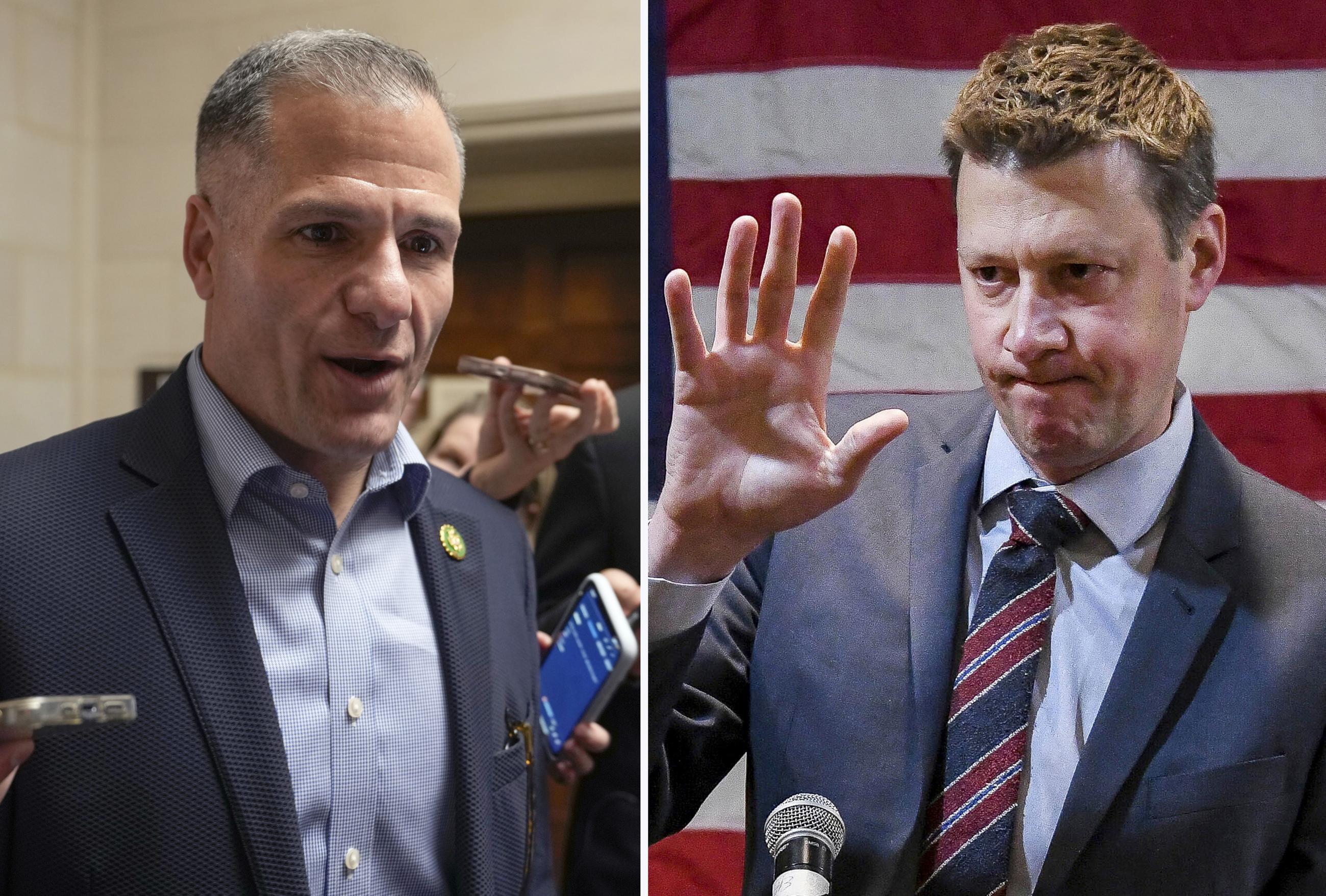 Republican Rep. Marc Molinaro of New York and Democratic challenger Josh Riley (AP Photo)