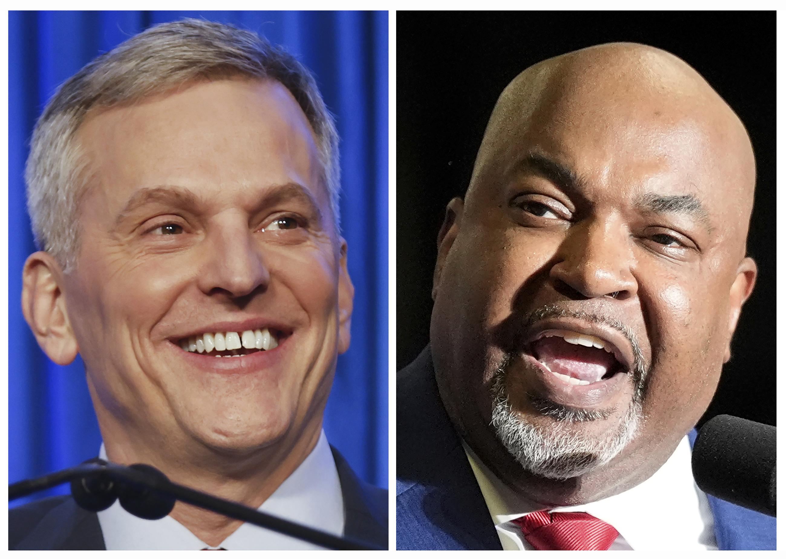 North Carolina Lt. Gov. Mark Robinson, right, and Democratic North Carolina gubernatorial candidate Josh Stein, left. (AP Photo/File)