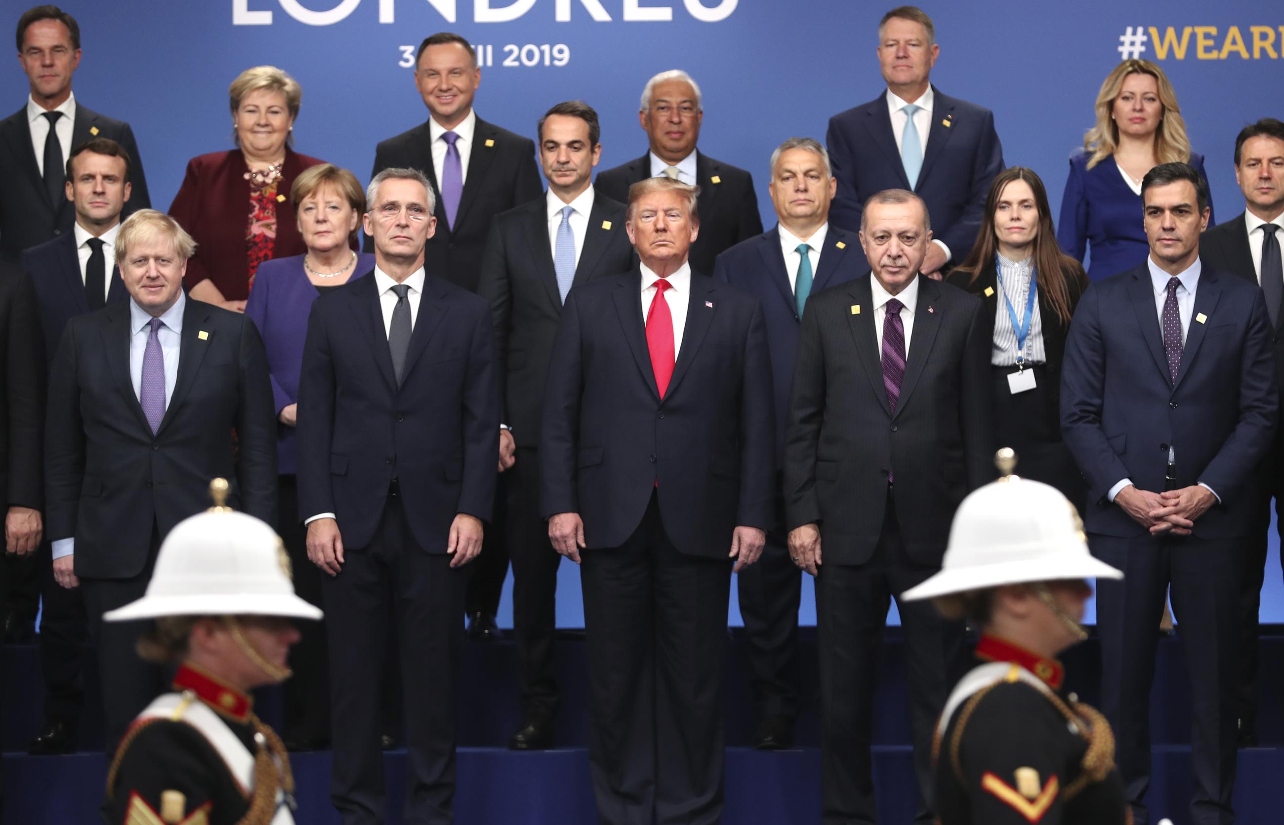 Then-President Trump with other leaders at a NATO meeting in England in 2019 (AP Photo/Francisco Seco)