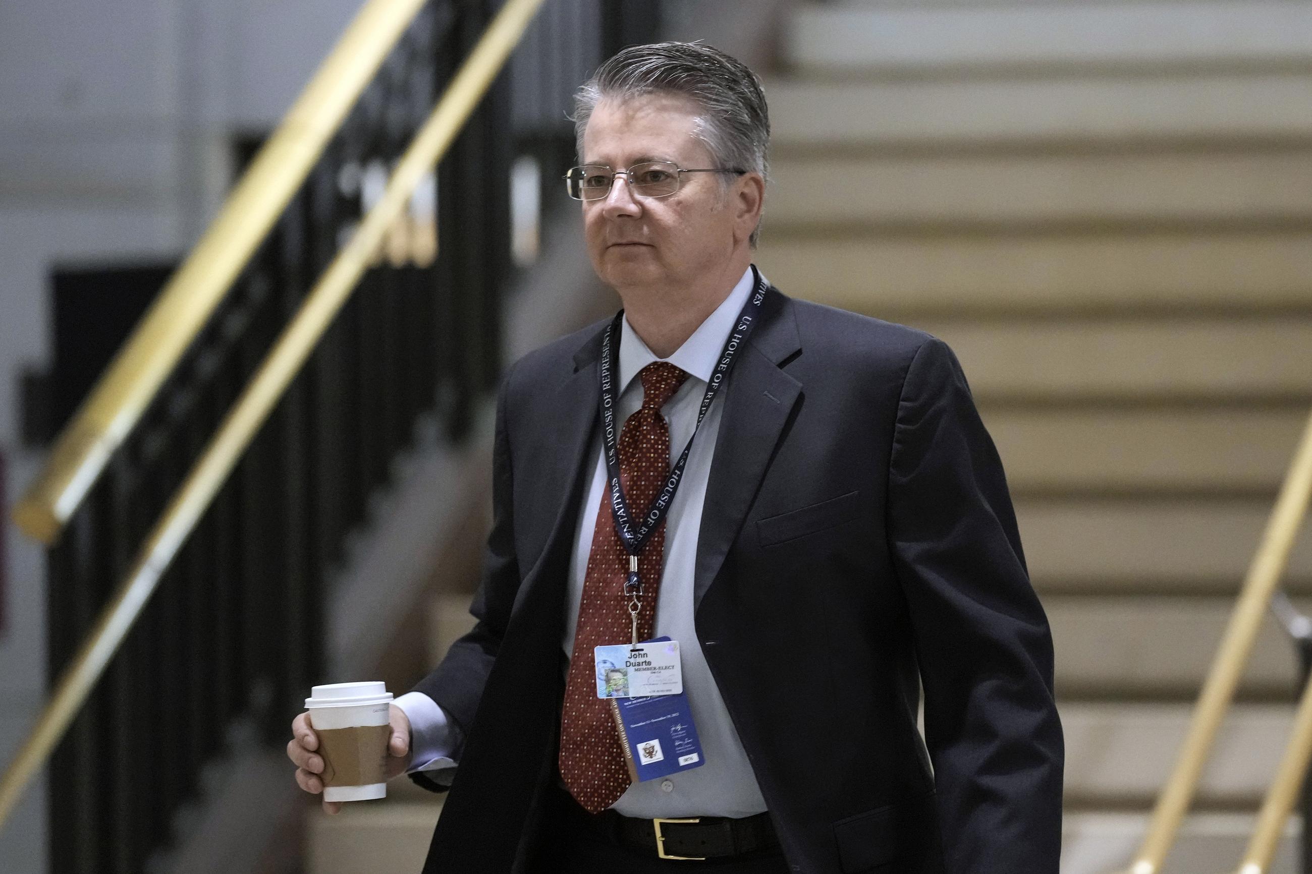 FILE - John Duarte, a Republican candidate in California's 13th Congressional District, arrives at the Capitol in Washington, Monday, Nov. 14, 2022. (AP Photo/J. Scott Applewhite, File)
