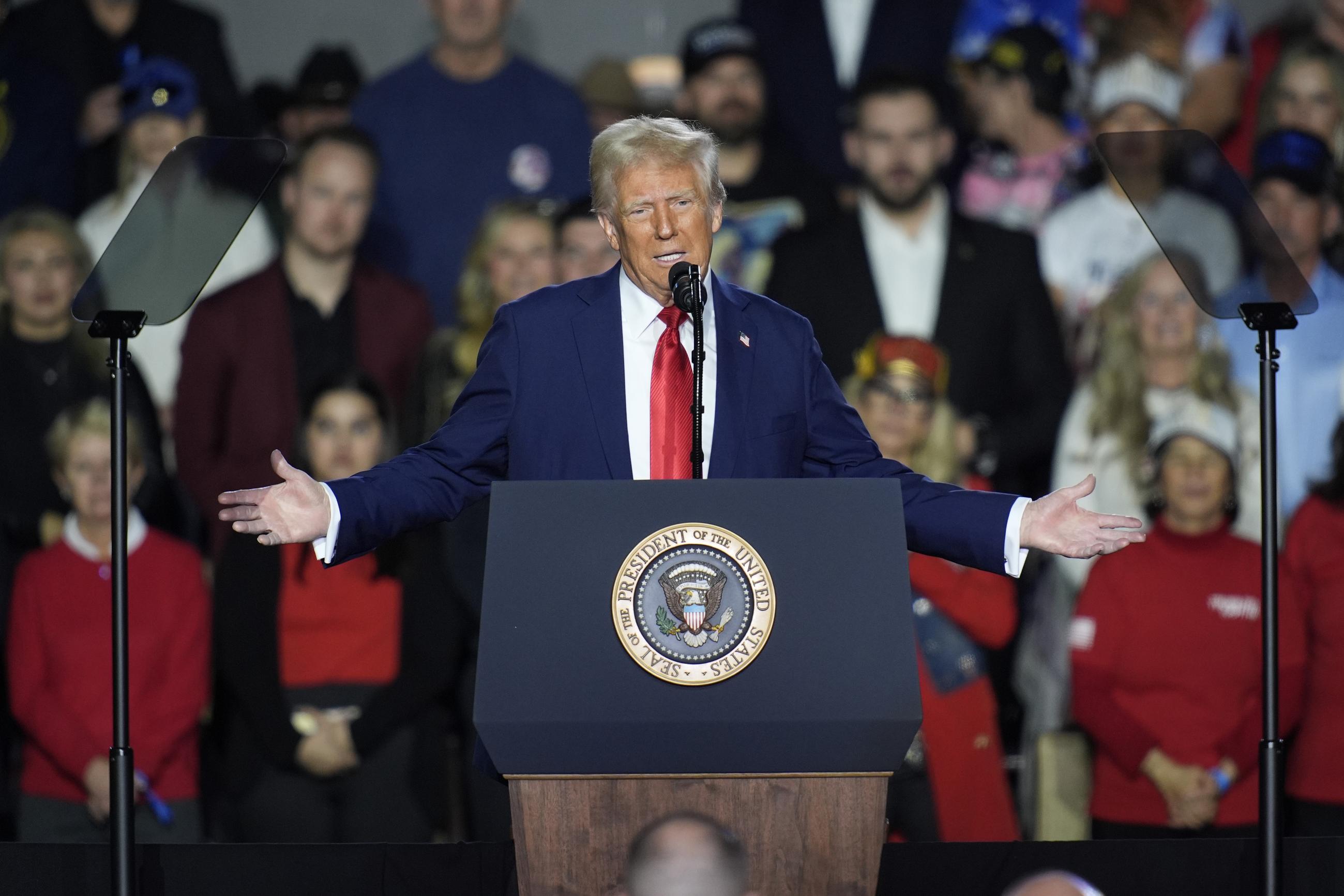 President Trump speaks about the economy during an event at the Circa Resort and Casino in Las Vegas Saturday. (AP Photo/John Locher)