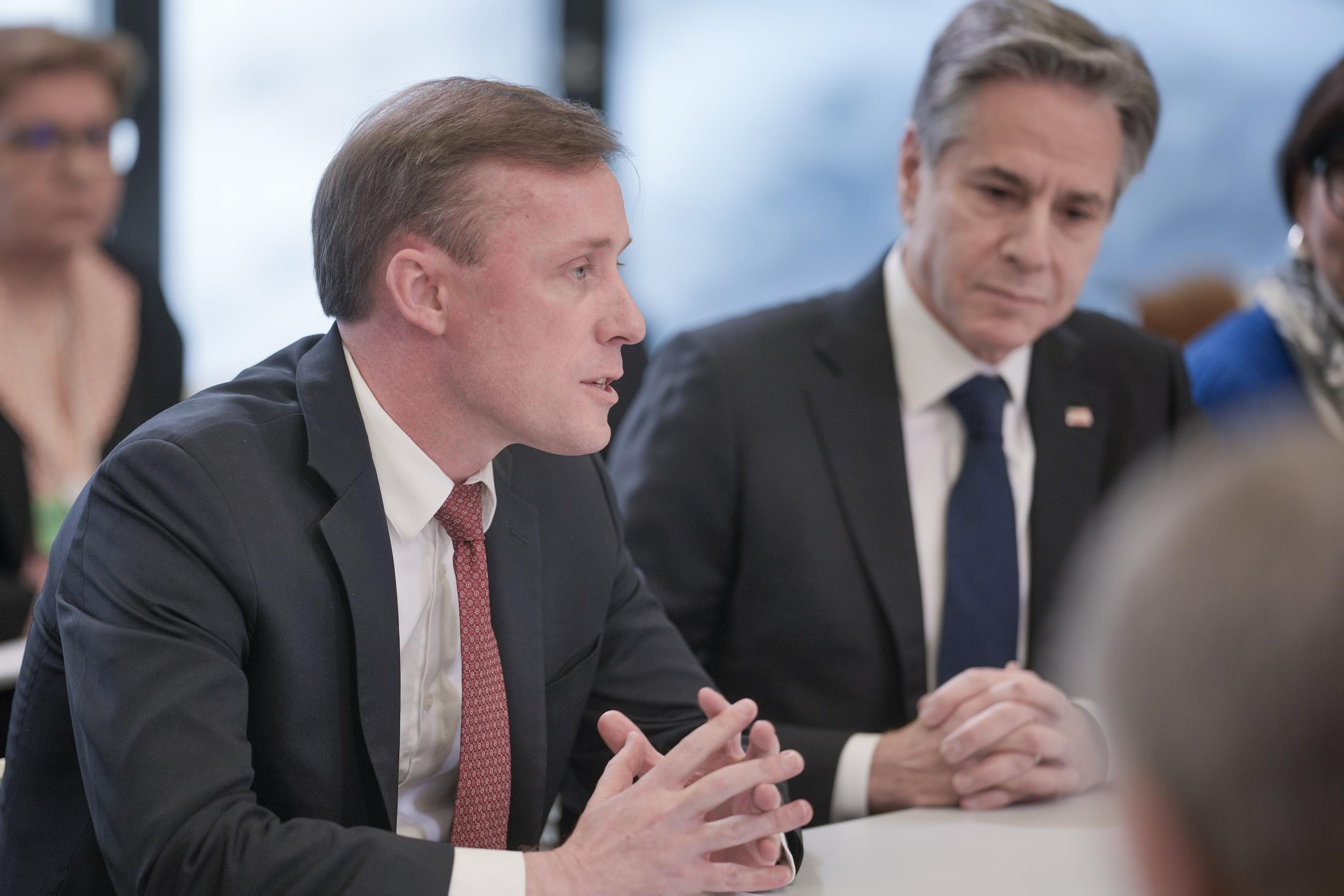 Then-National Security Adviser Jake Sullivan and then-Secretary of State Antony Blinken in January 2024 (AP Photo/Markus Schreiber)