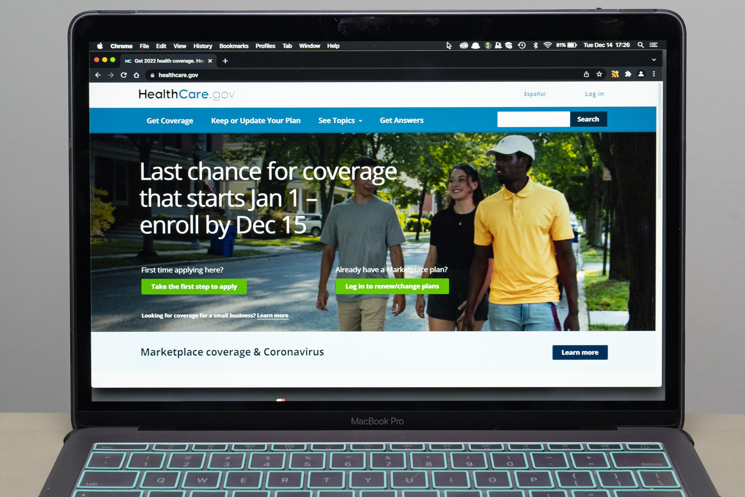The healthcare.gov website is seen in December2021. (AP Photo/Alex Brandon, File)