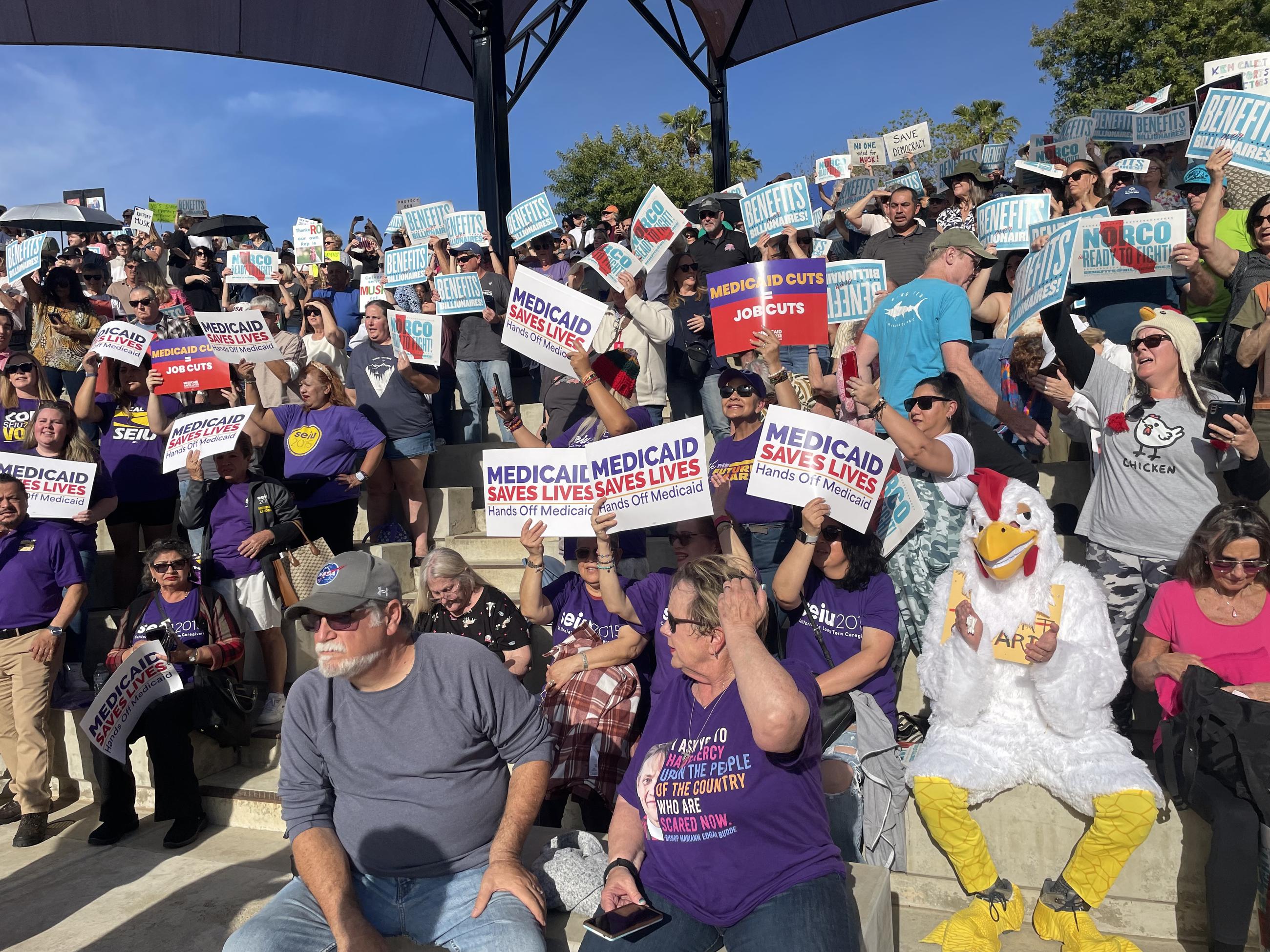 Rally protesting potential Medicaid cuts in Riverside, California, on Sunday