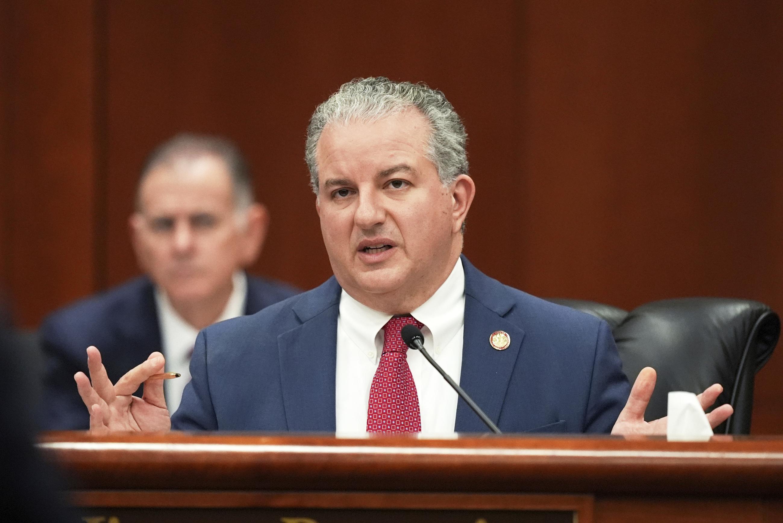 FILE - Florida Chief Financial Officer Jimmy Patronis speaks during a meeting between Gov. Ron DeSantis and the state cabinet at the Florida capitol in Tallahassee, Fla., on March 5, 2025. (AP Photo/Rebecca Blackwell, File)