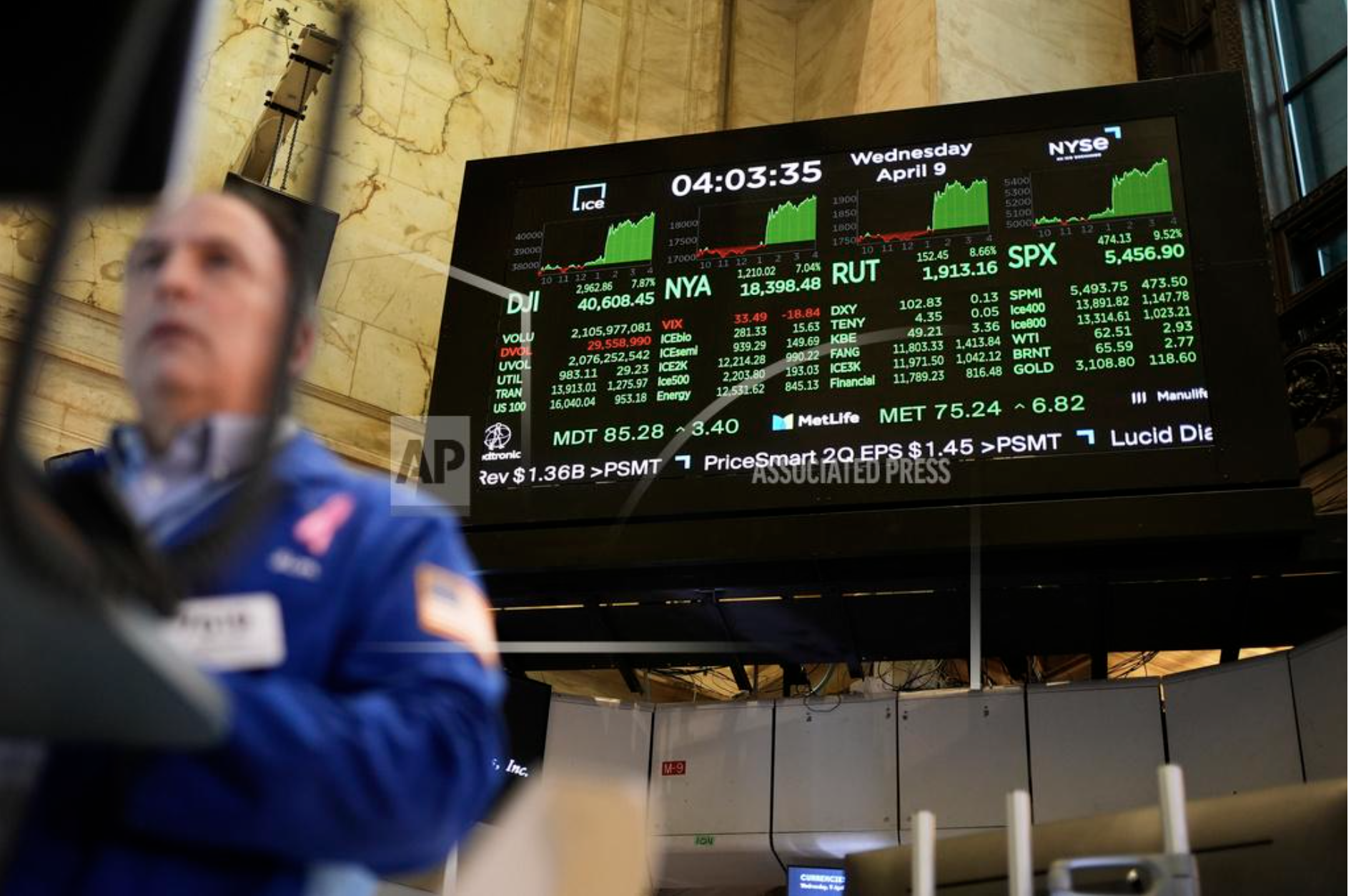 Markets came out of their tailspin after President Trump reversed course on his tariffs Wednesday. (AP Photo/Seth Wenig)