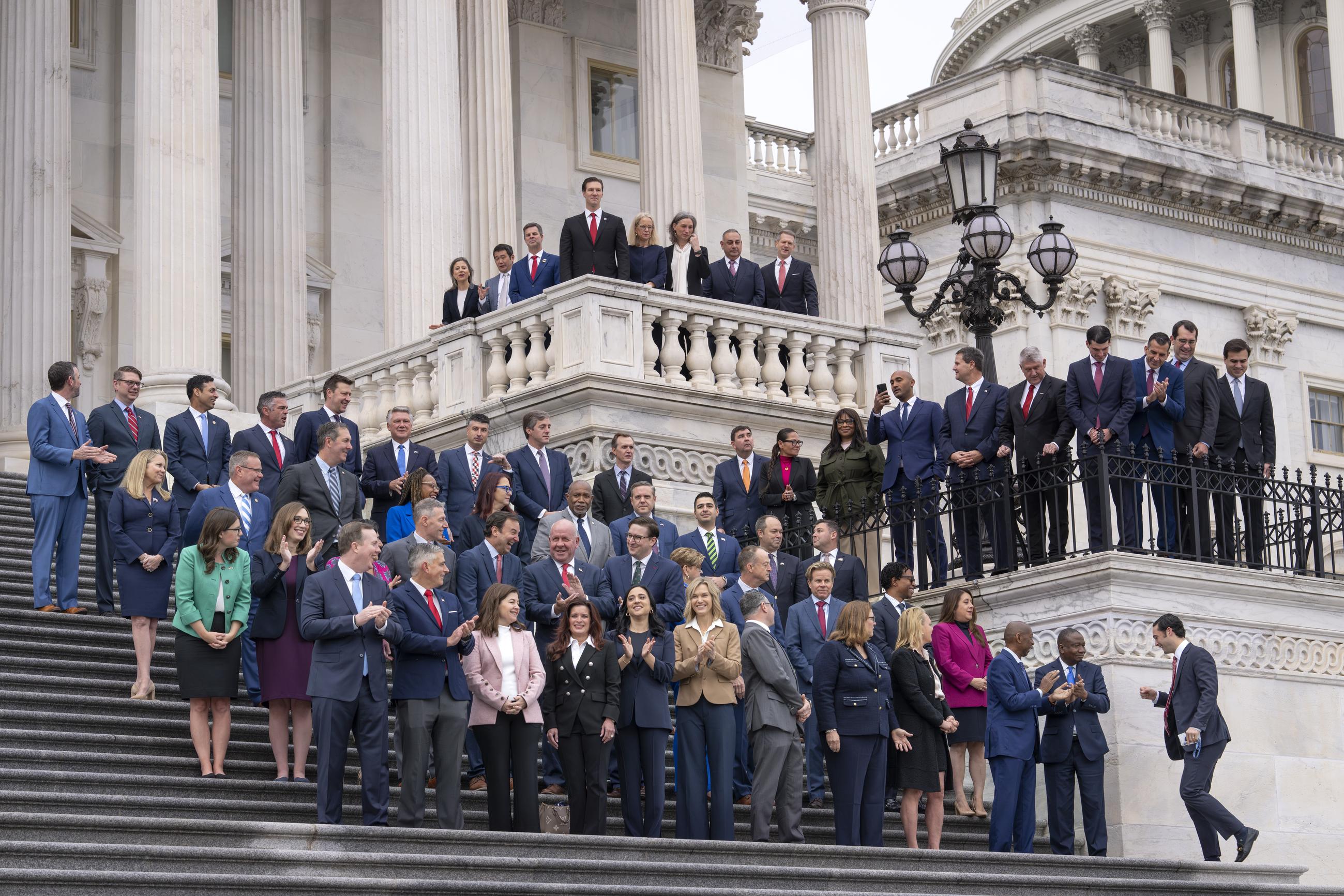 Newly-elected House members gather for a freshman class photo on the Capitol steps, in Washington, November 2024. (AP Photo/J. Scott Applewhite)