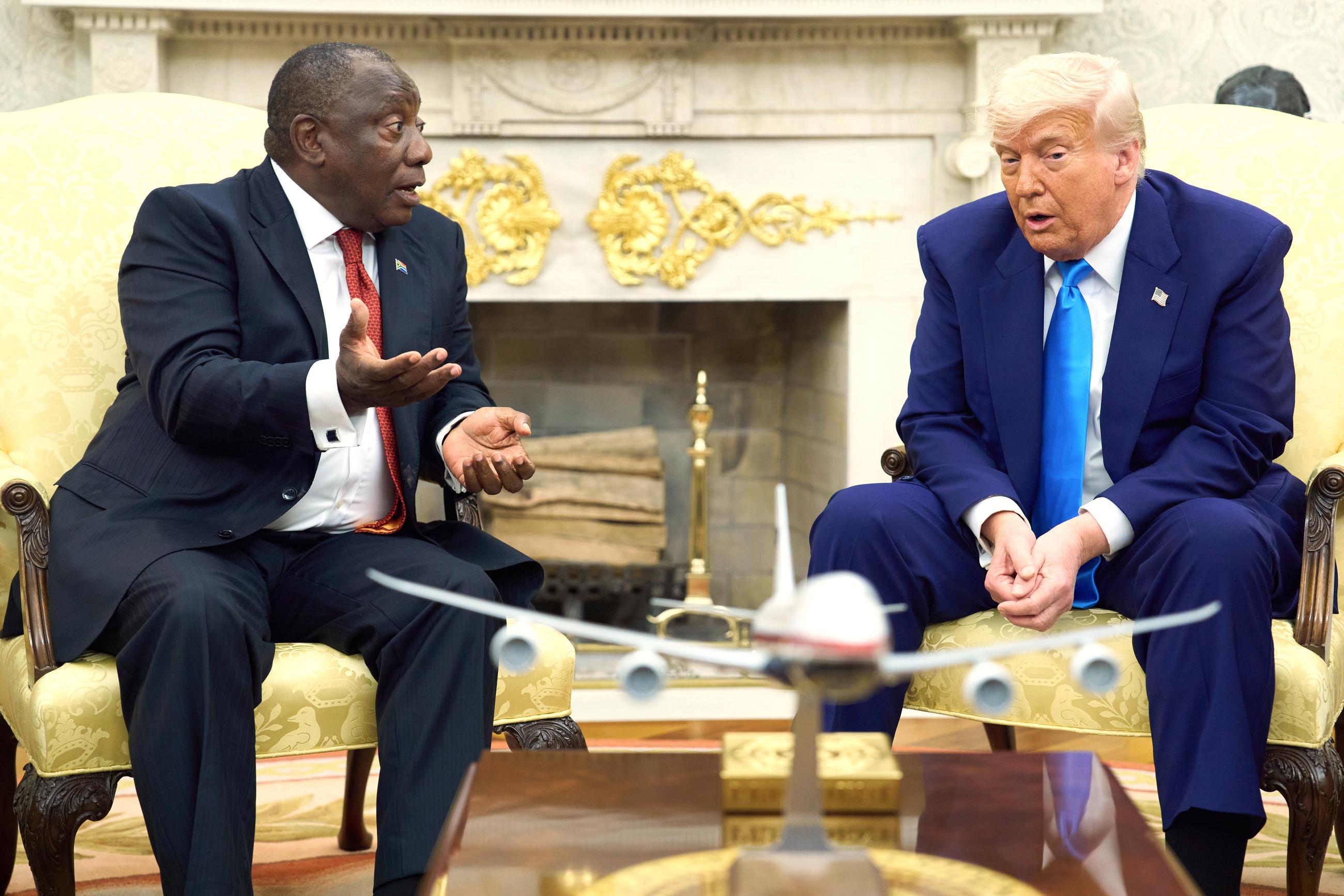 President Trump meets South African President Cyril Ramaphosa in the Oval Office on May 21. (AP Photo/Evan Vucci)