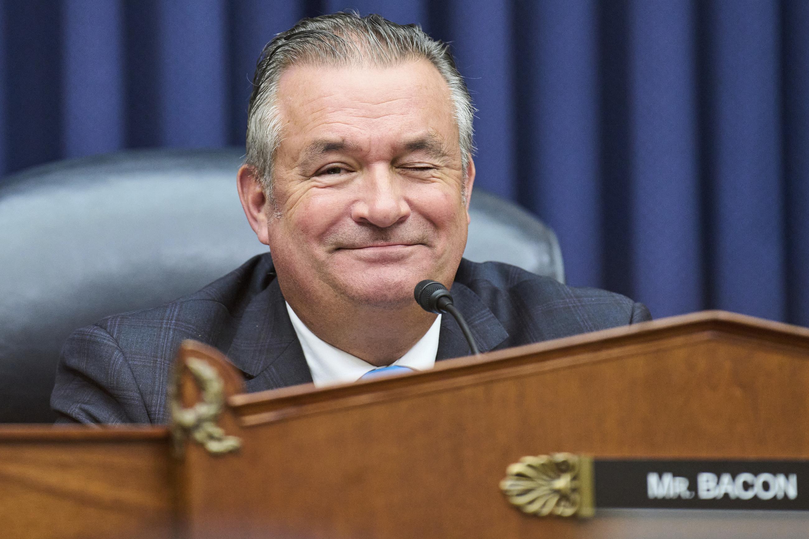 Rep. Don Bacon, R-Neb., winks during a House Committee on Armed Services Chair hearing on the Department of the Army's Fiscal Year 2026 posture, Wednesday, June 4, 2025, on Capitol Hill in Washington. (Photo/Jacquelyn Martin)