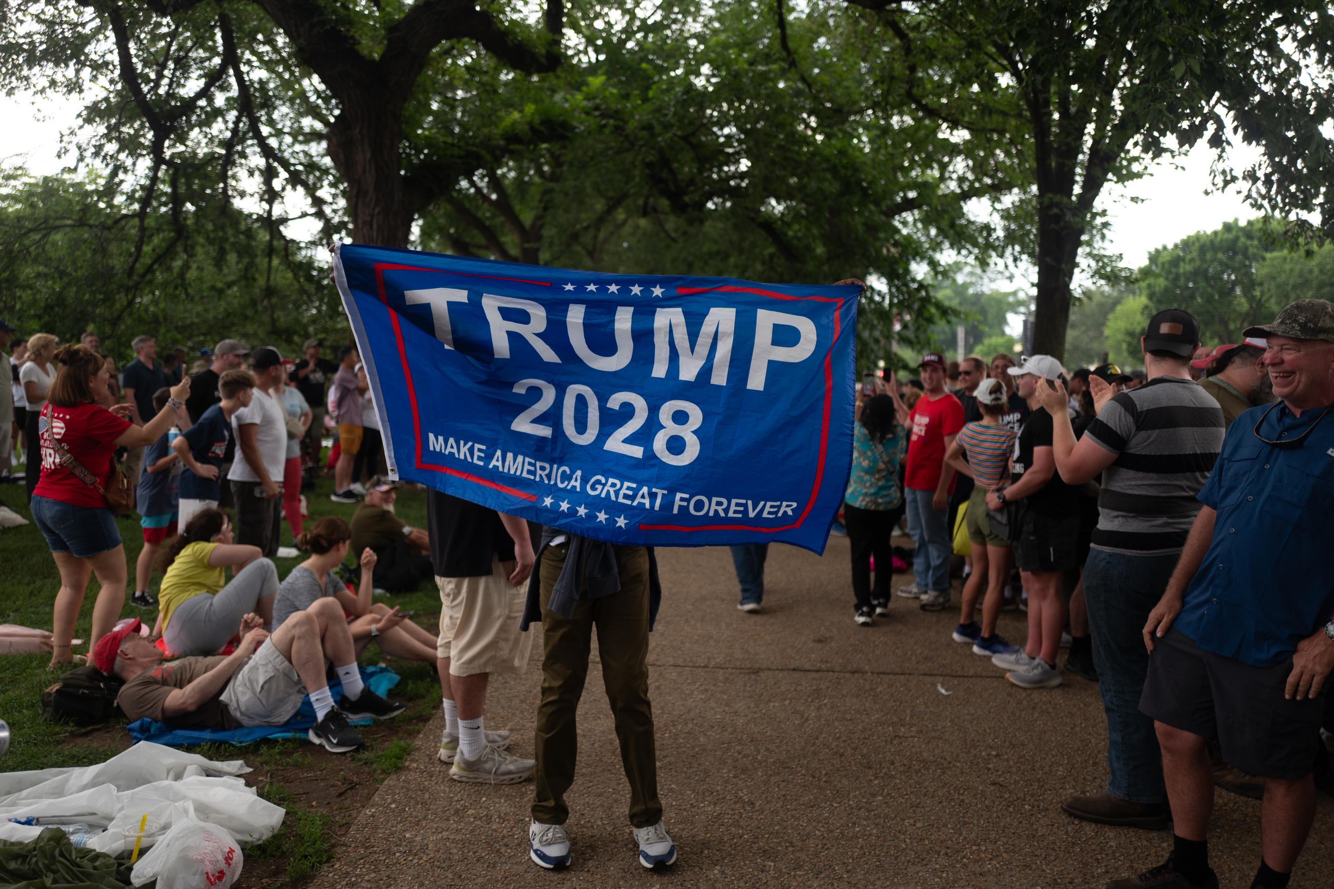 A Trump support taunts "No Kings” protesters as they are escorted away by Metro Police during the Army's 250th Birthday parade. June 15, 2025.