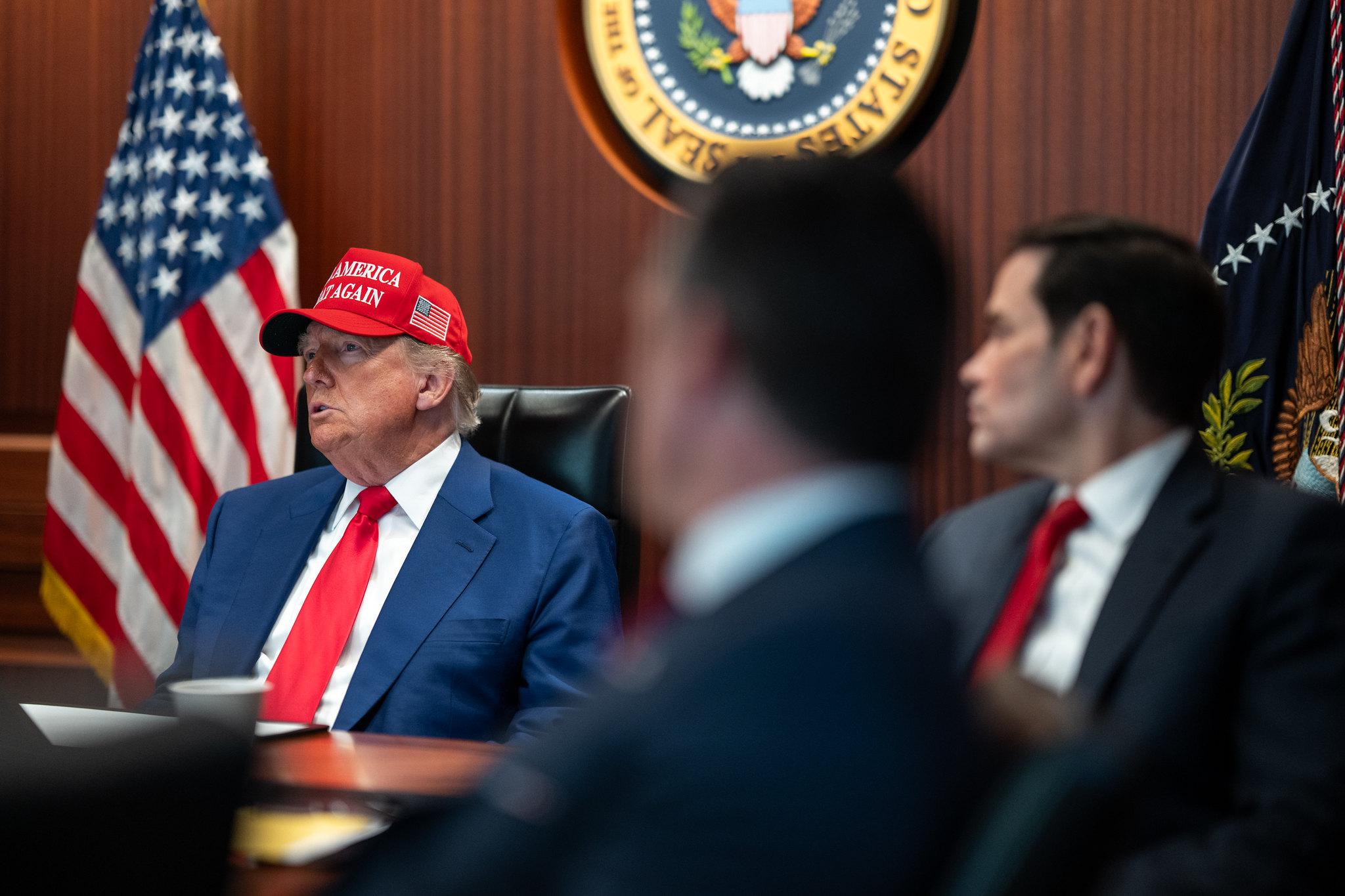 President Trump and his national security team meet in the Situation Room on Saturday. (Official White House Photo by Daniel Torok)