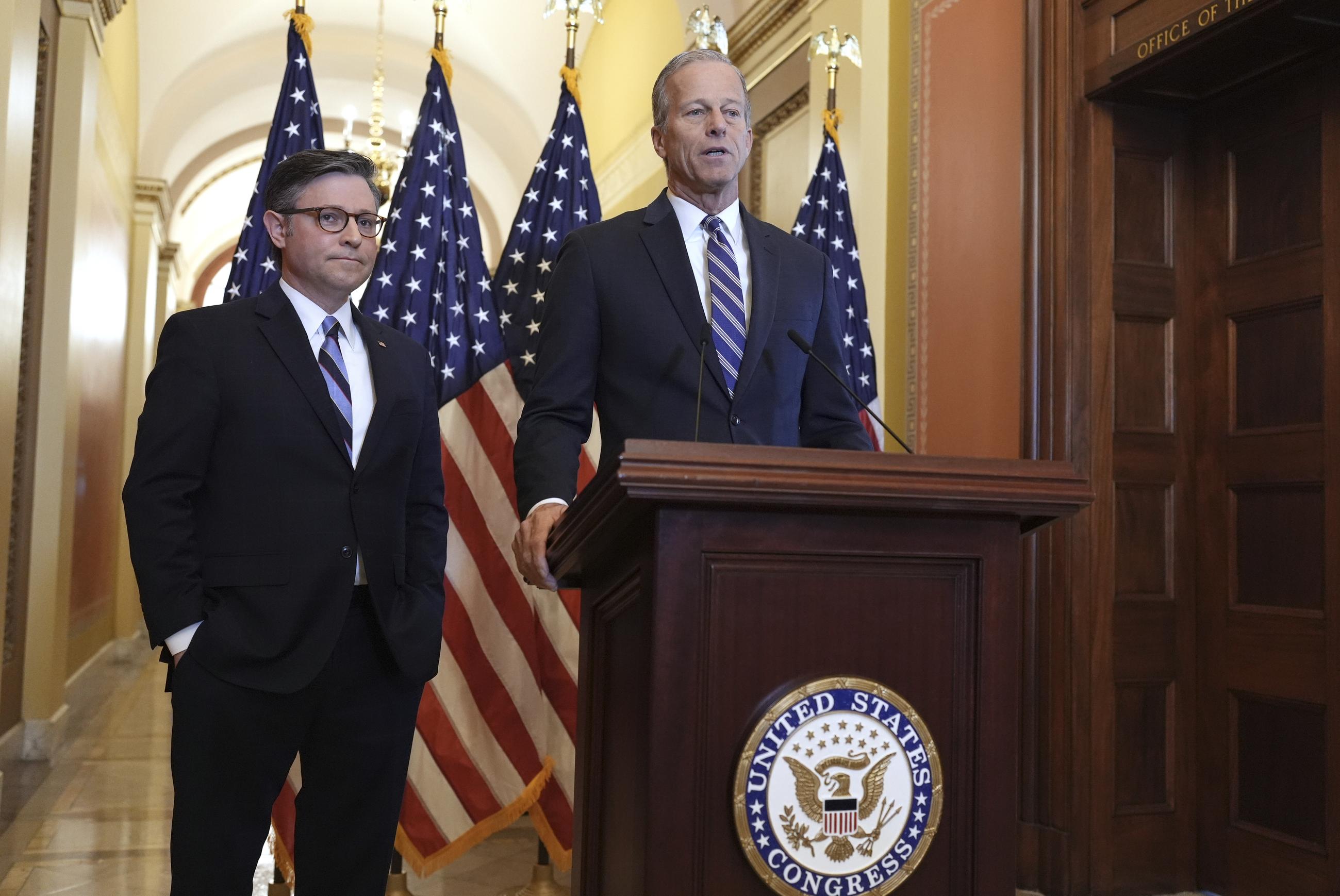 House Speaker Mike Johnson and Senate Majority Leader John Thune (AP Photo/J. Scott Applewhite, File)