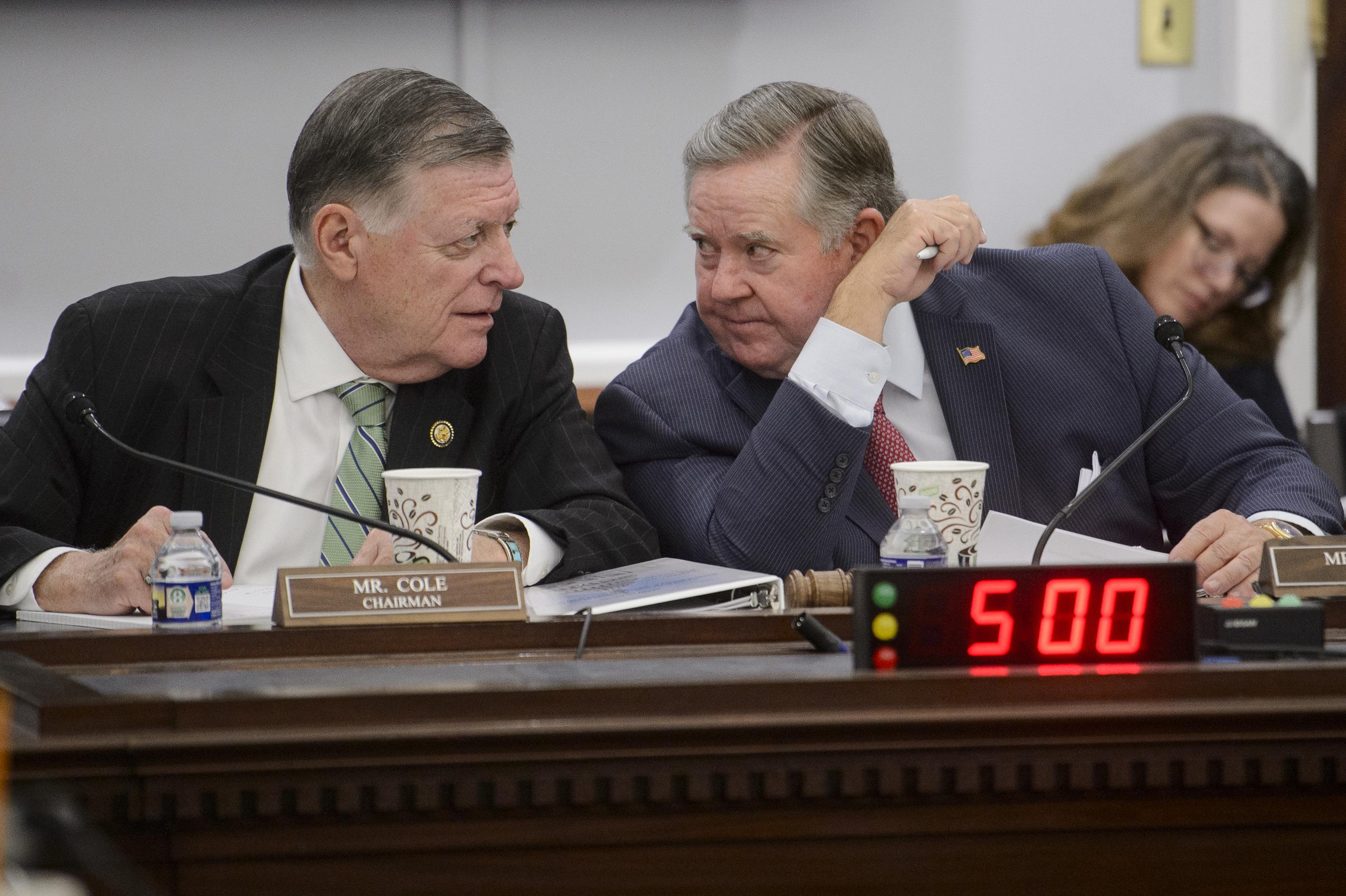 House Appropriations Committee Chair Tom Cole (left), with Rep. Ken Calvert during a hearing in May (AP Photo/Rod Lamkey, Jr.)