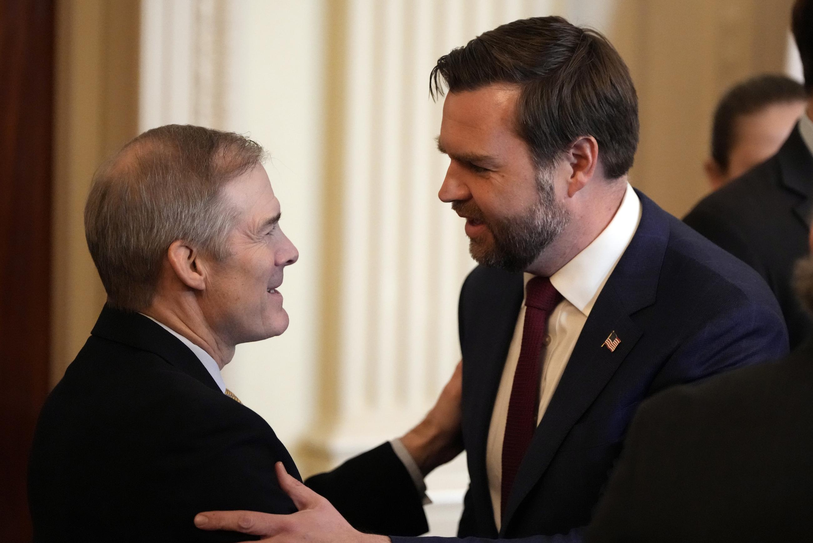 Rep. Jim Jordan and Vice President J.D. Vance (AP Photo/Alex Brandon)