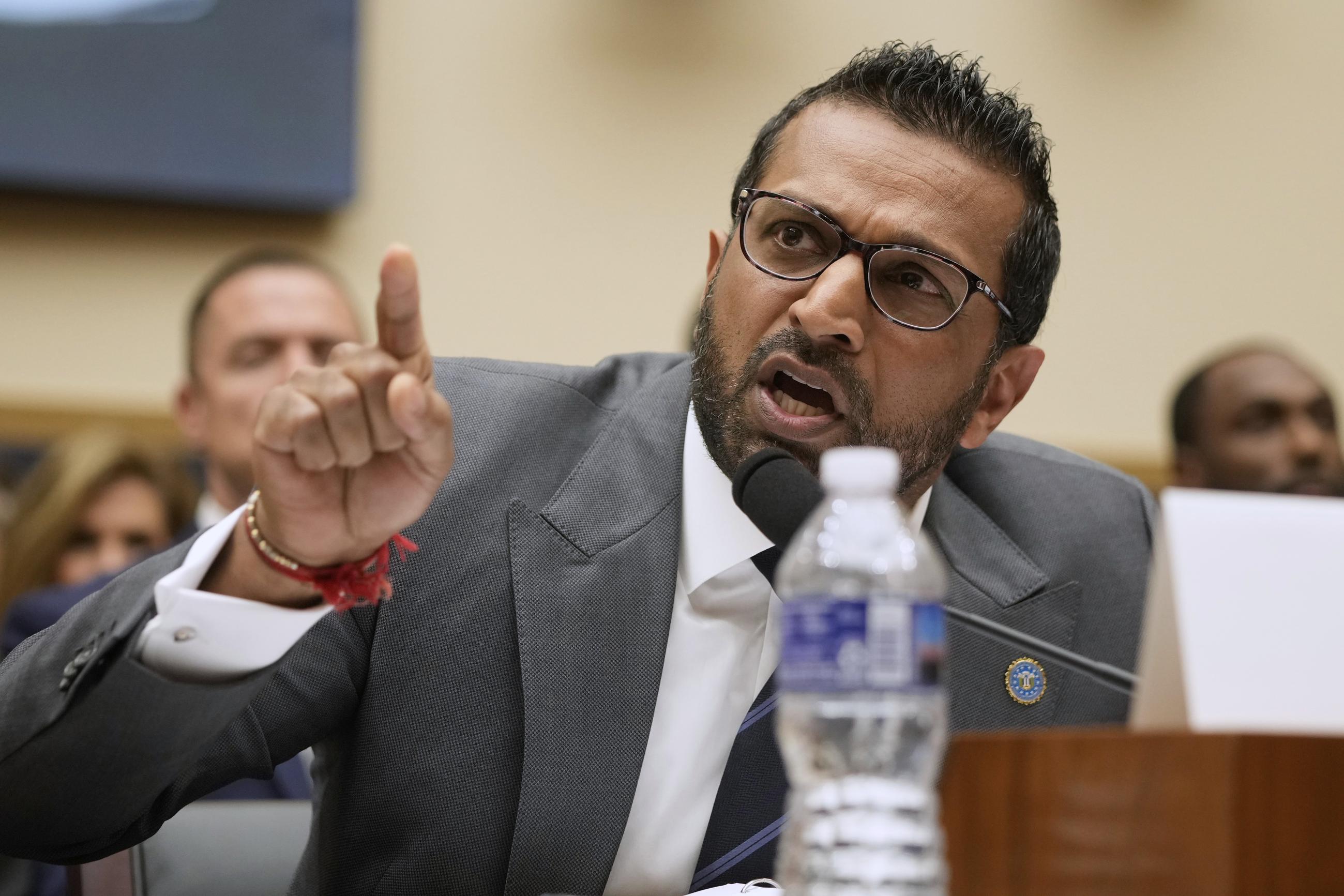 FBI Director Kash Patel speaks to Rep. Pramila Jayapal as he appears before the House Judiciary Committee on Wednesday. (AP Photo/Mark Schiefelbein)