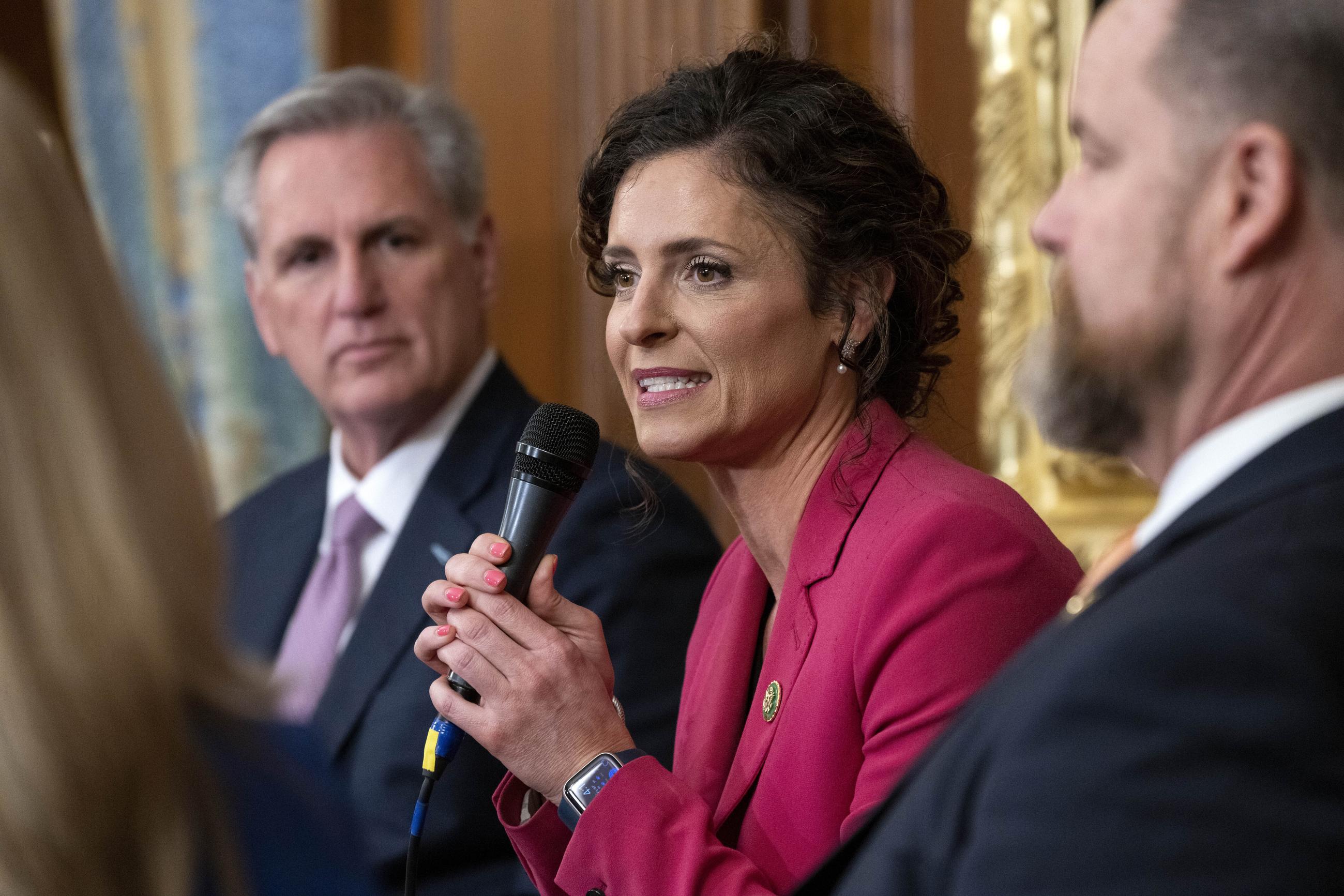 FILE - Rep. Julia Letlow, R-La., speaks, March 1, 2023, on Capitol Hill in Washington. (AP Photo/Jacquelyn Martin, File)