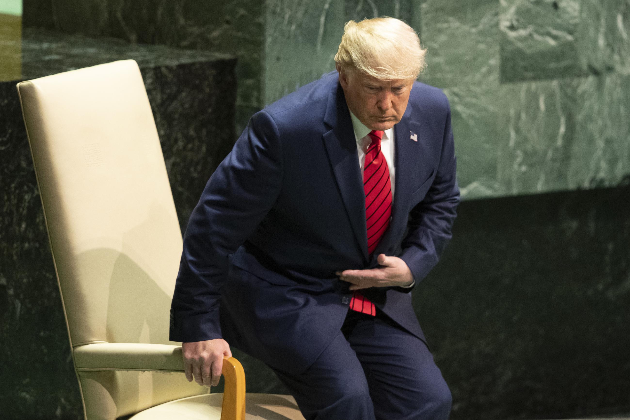 President Trump arrives to address the U.N. General Assembly in September 2019. (AP Photo/Mary Altaffer)