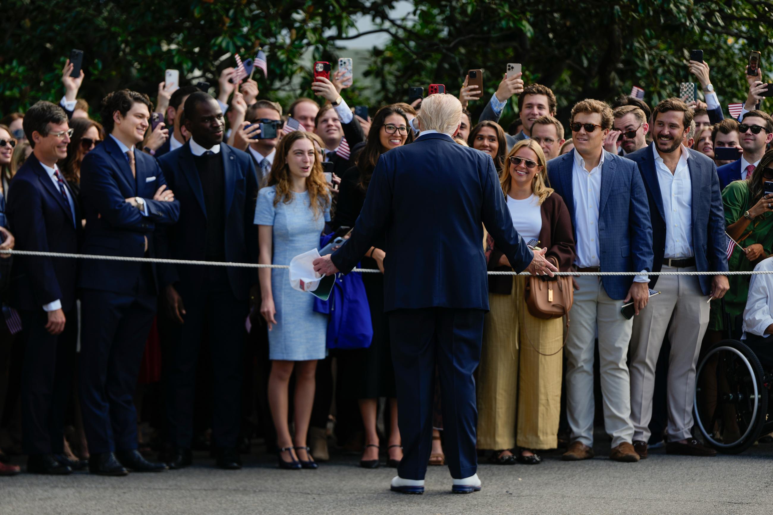 President Trump speaks to supporters before departing the White House on Sept. 26. (AP Photo/Julia Demaree Nikhinson)