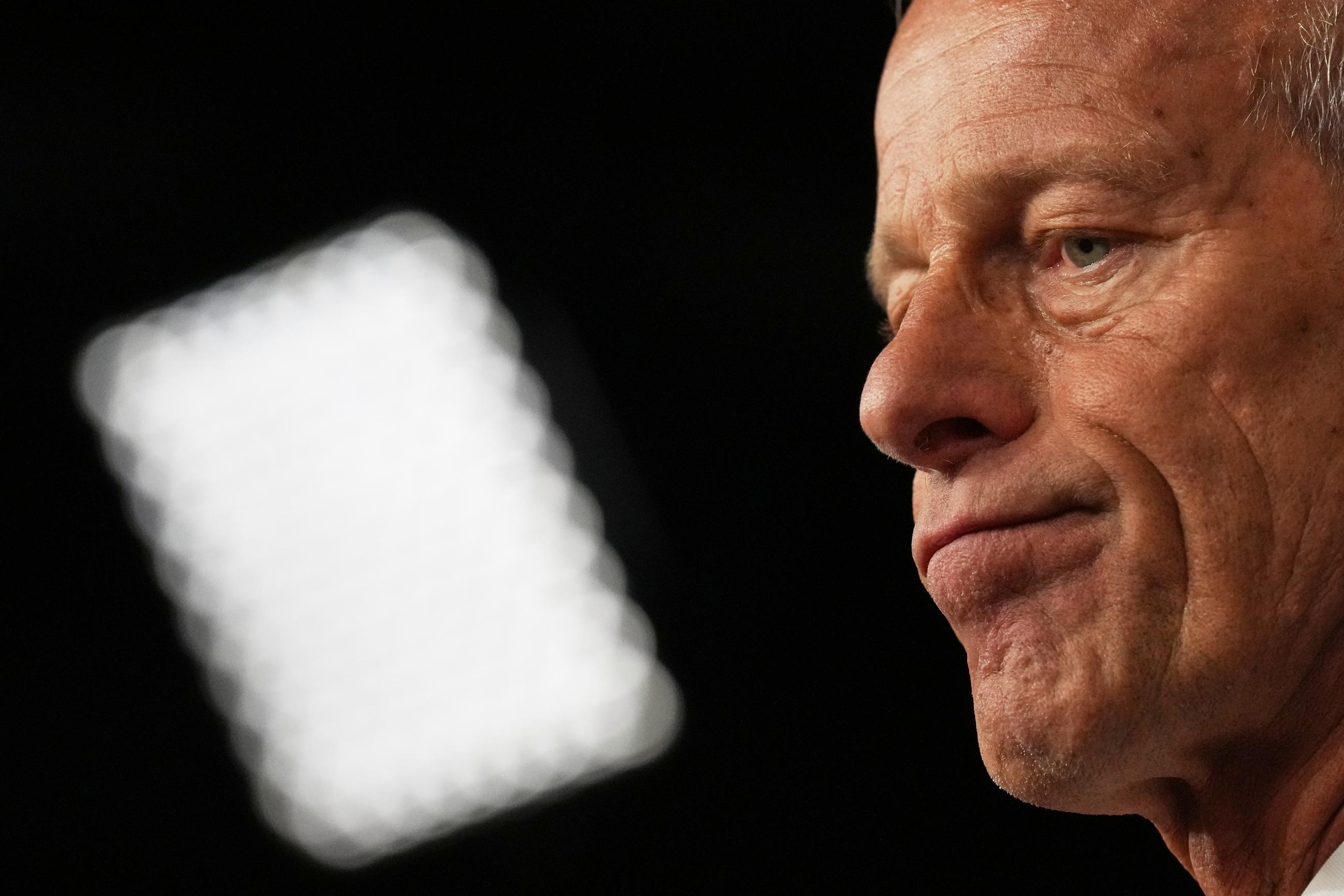 Senate Majority Leader John Thune speaks to reporters on Tuesday at the Capitol, with the U.S. government on the brink of its first shutdown in almost seven years. (AP Photo/Jacquelyn Martin)