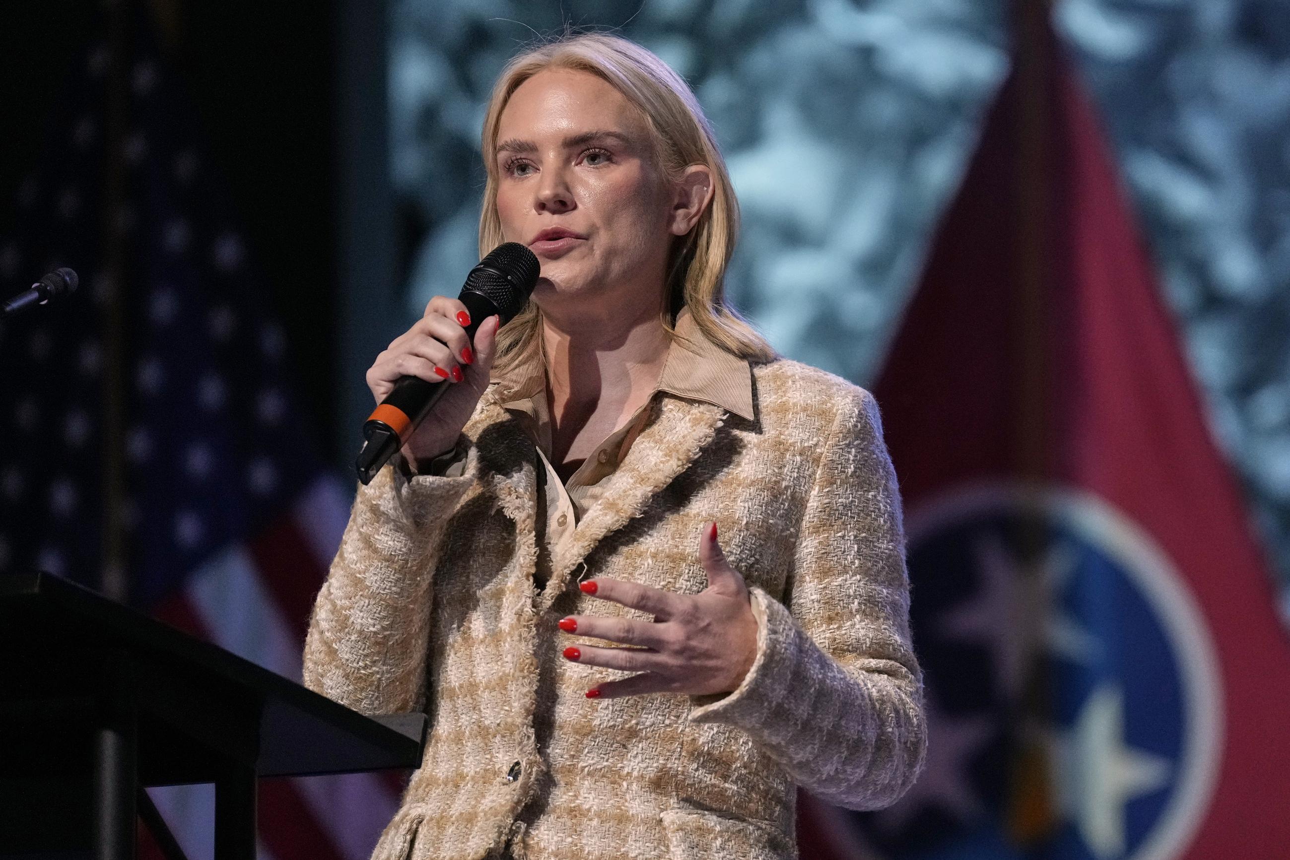 Tennessee 7th Congressional District candidate Aftyn Behn speaks during a political forum in Dickson, Tenn., on Sept. 8. (AP Photo/George Walker IV)