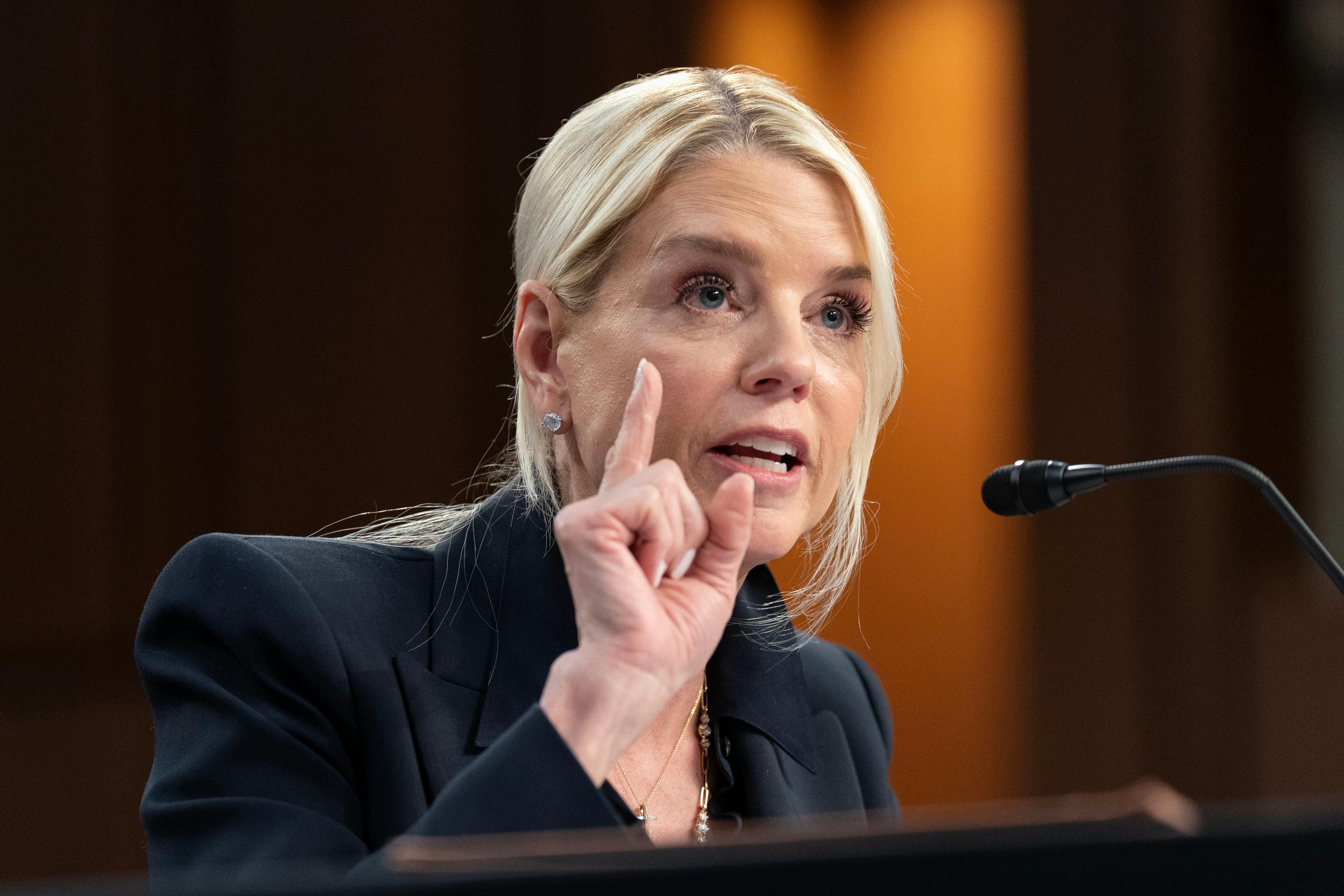 Attorney General Pam Bondi testifies before a Senate Judiciary Committee oversight hearing on Tuesday. (AP Photo/Jose Luis Magana)