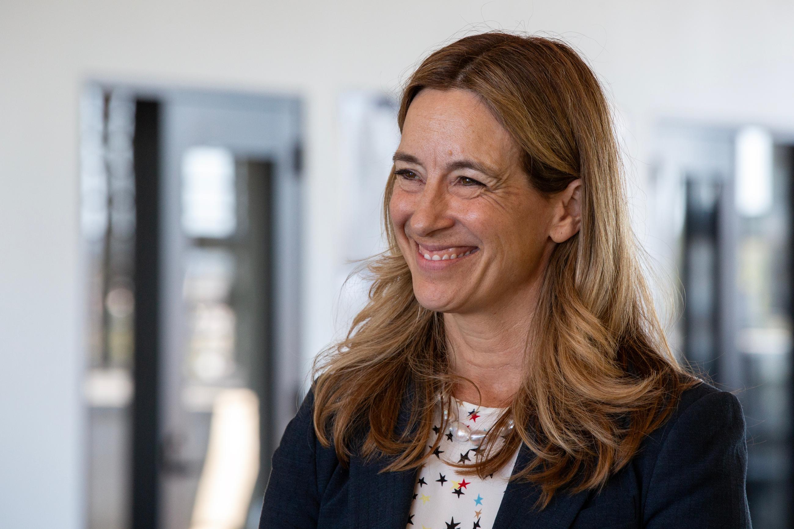 Rep. Mikie Sherrill, Democratic candidate for governor, campaigns in Union, N.J., on Oct. 6. (AP Photo/Ted Shaffrey)