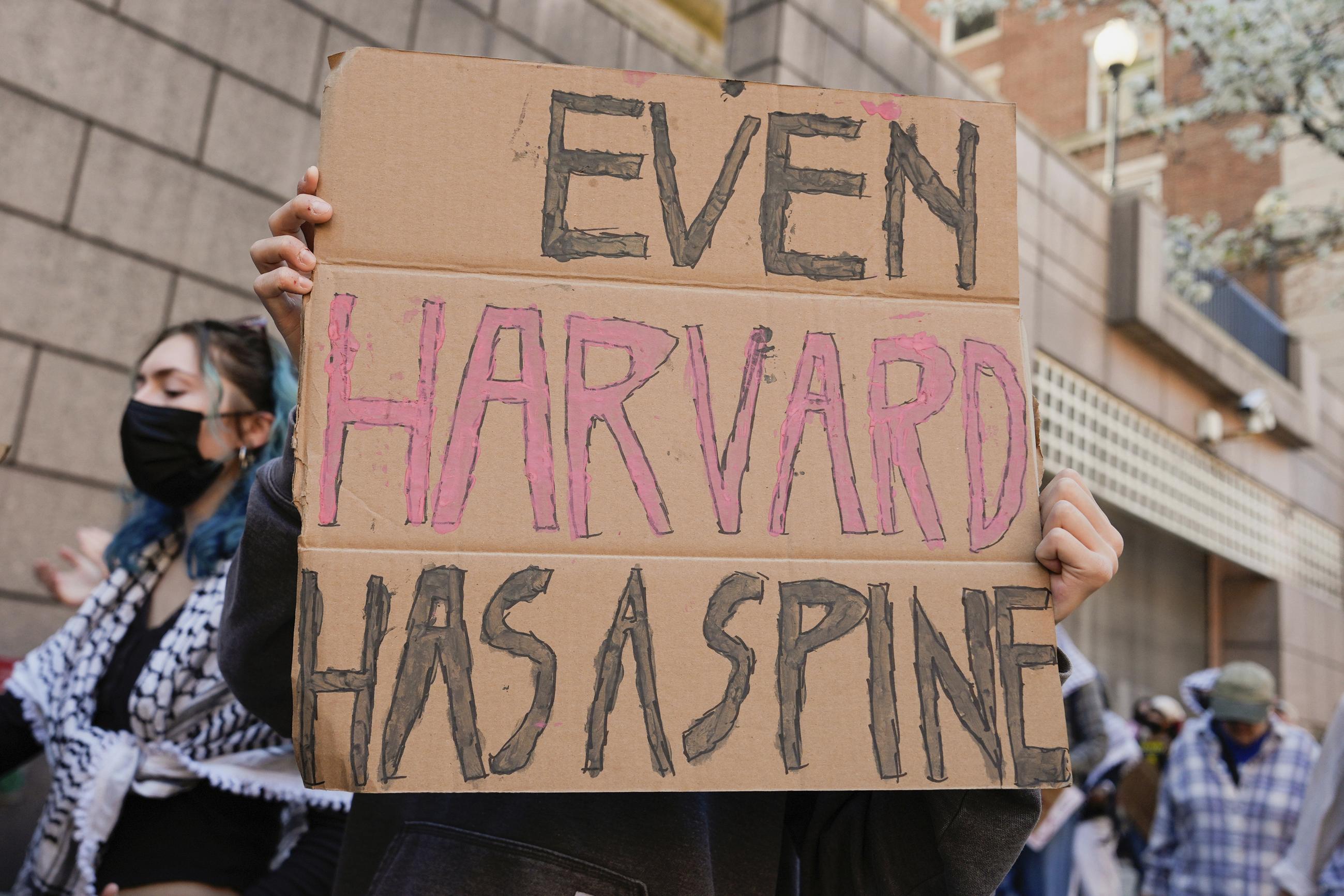 Demonstrators protest at Columbia University on the Day of Action for Higher Education, April 17, 2025. (AP Photo/Julia Demaree Nikhinson)