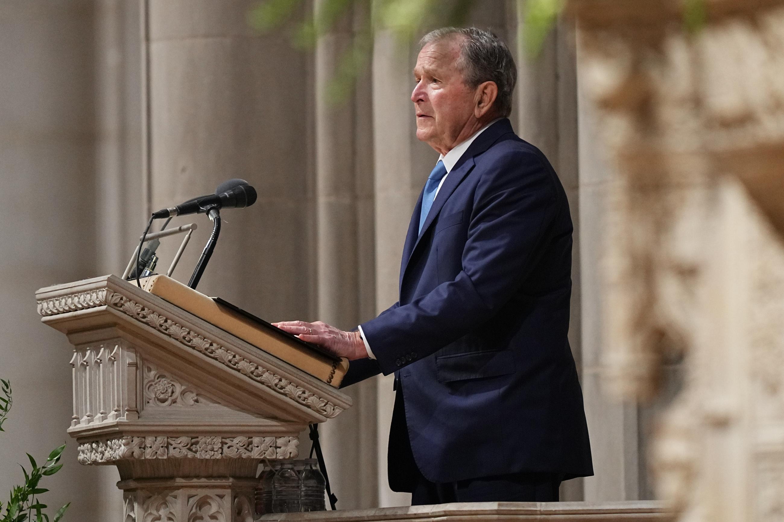 George W. Bush speaks during the funeral service. (AP Photo/Matt Rourke)