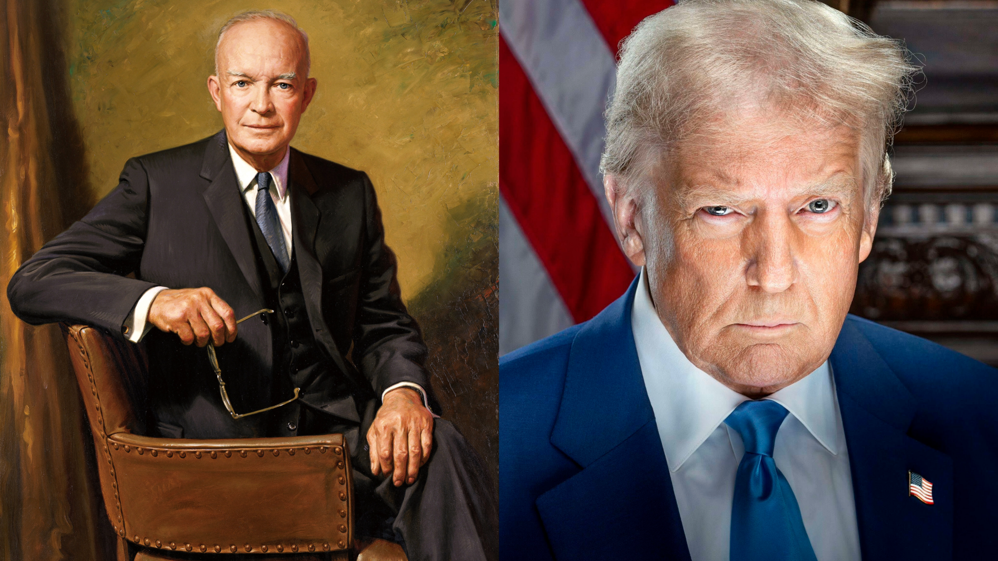 Official portraits of Dwight D. Eisenhower and Donald J. Trump