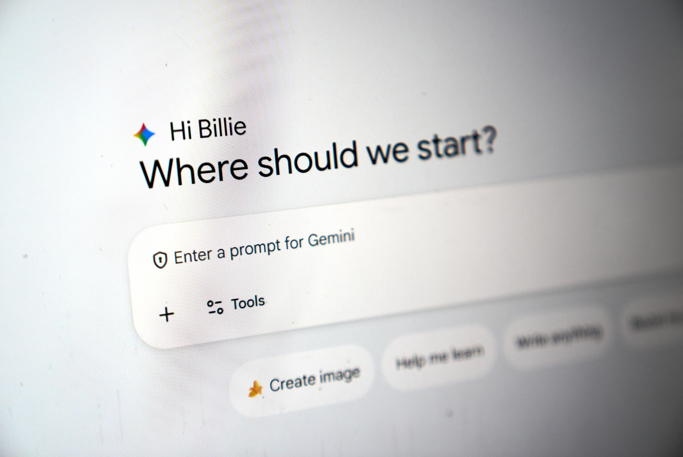 Art teacher Joyce Hatzidakis uses the AI tool Google Gemini in her high school classroom Thursday, Jan. 22, 2026, Riverside, Calif. (AP Photo/Damian Dovarganes)