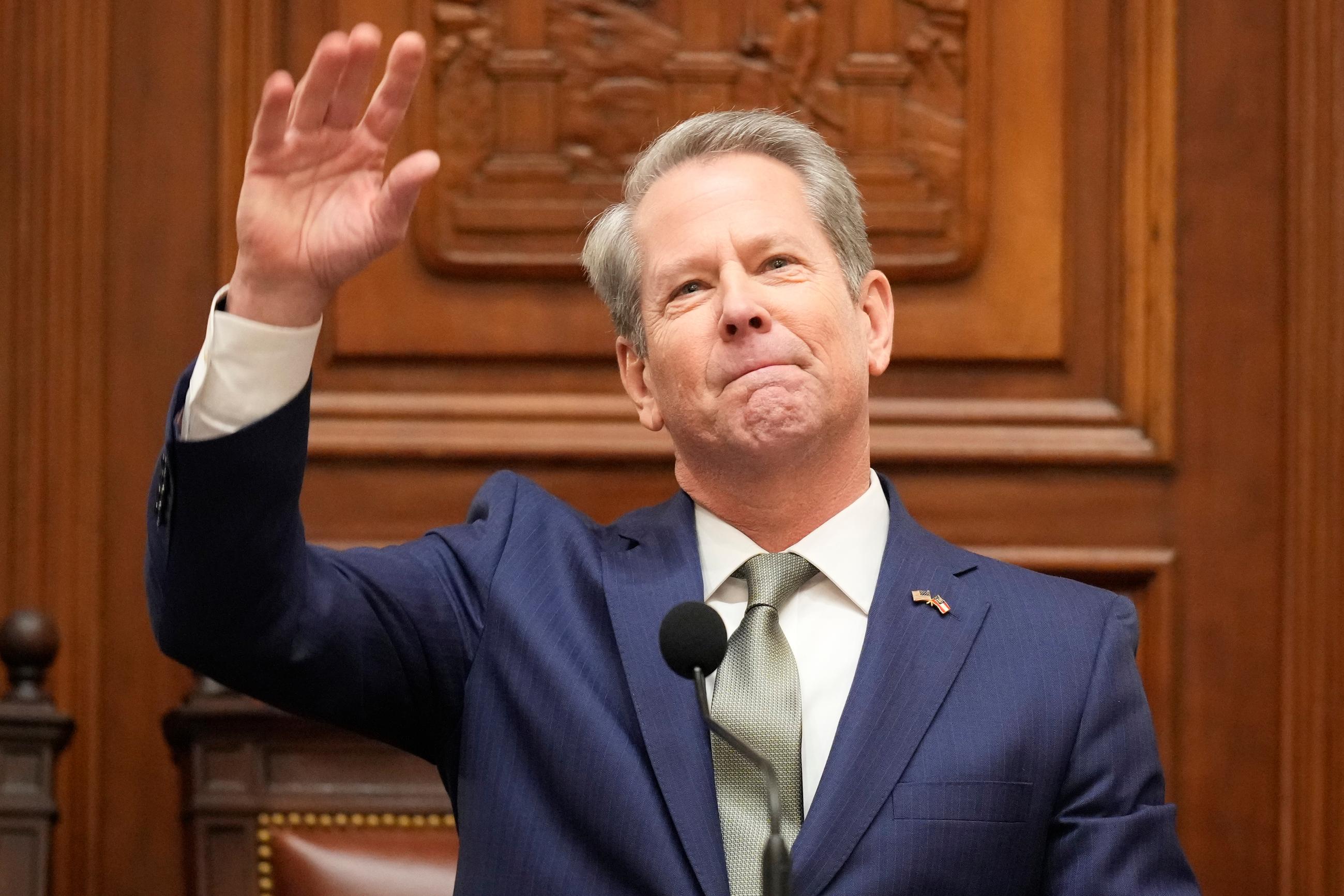 Georgia Gov. Brian Kemp at his State of the State address in Atlanta on Jan. 15. (AP Photo/Brynn Anderson)