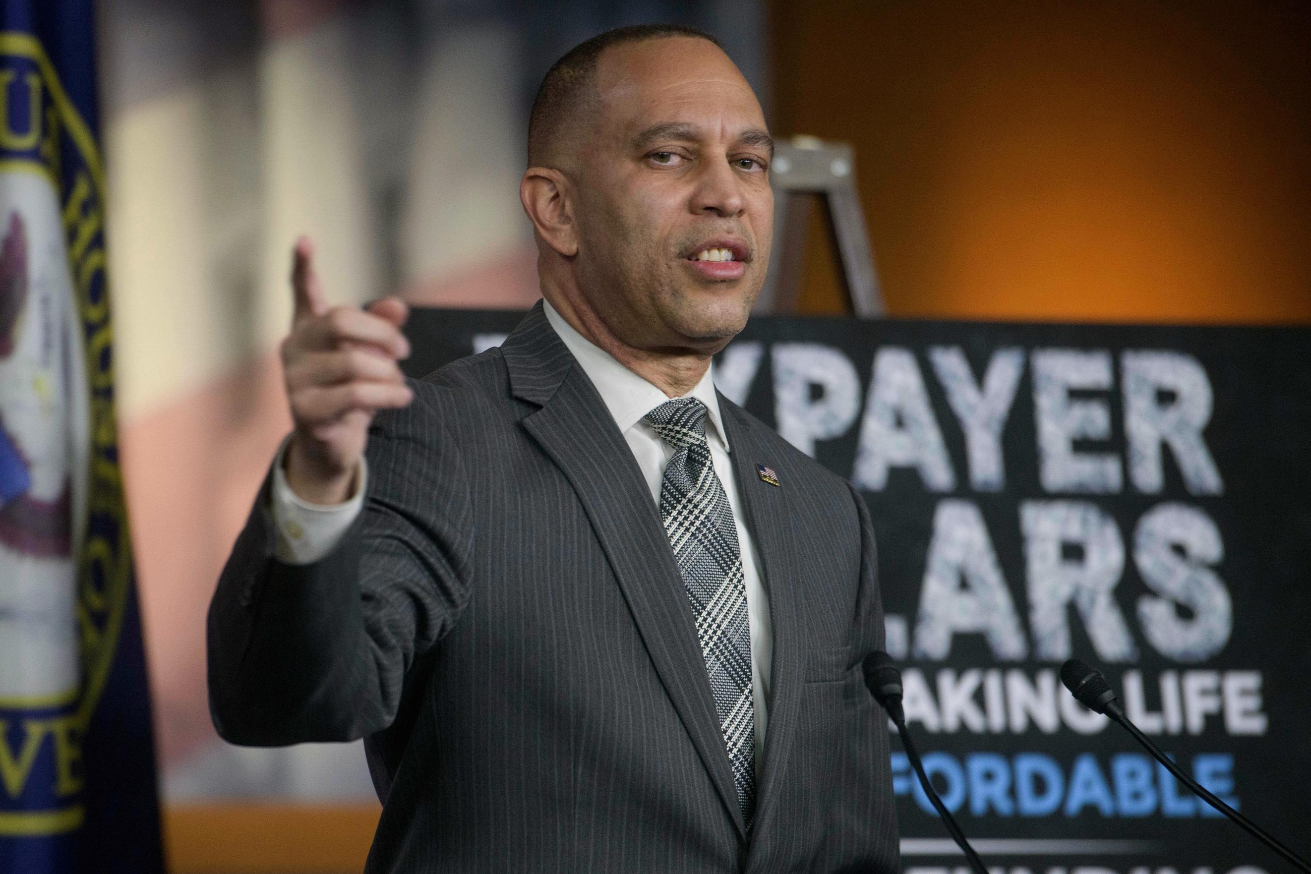 House Minority Leader Rep. Hakeem Jeffries, D-N.Y., speaks during a news conference at the U.S. Capitol, Monday, Feb. 2, 2026, in Washington. (AP Photo/Rod Lamkey, Jr.)