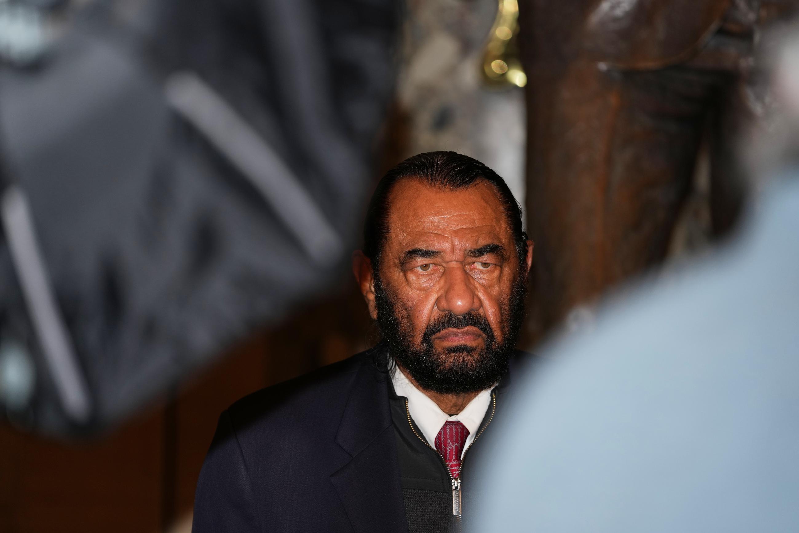 Rep. Al Green, D-Texas, speaks to the press after being escorted out of President Donald Trump's State of the Union address to a joint session of Congress in the House chamber at the U.S. Capitol in Washington, Tuesday, Feb. 24, 2026. (AP Photo/Allison Robbert)