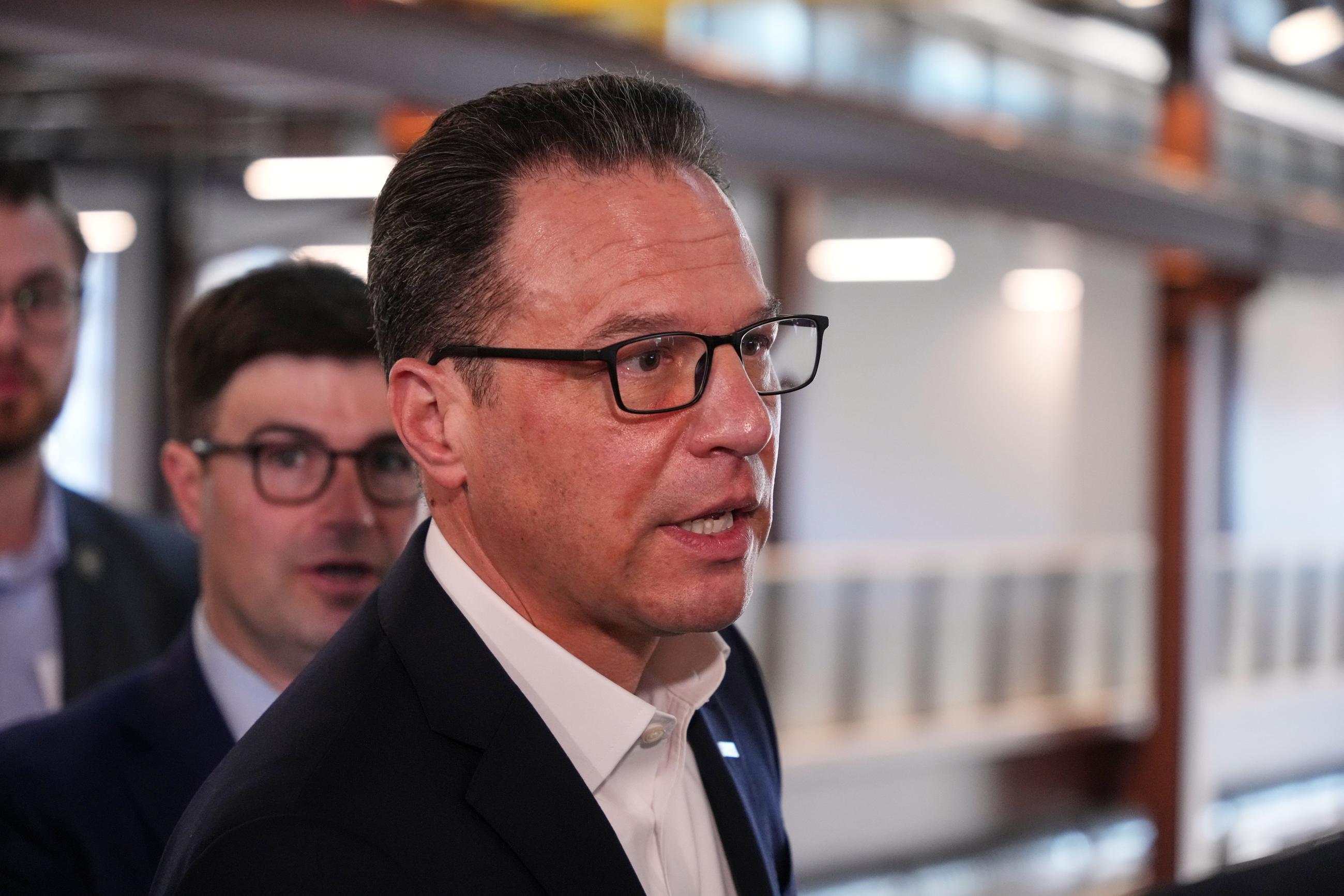 Pennsylvania Governor Josh Shapiro attends the opening of Carnegie Mellon University's Robotics Innovation Center in Pittsburgh Friday, Feb. 27, 2026. (AP Photo/Gene J. Puskar)