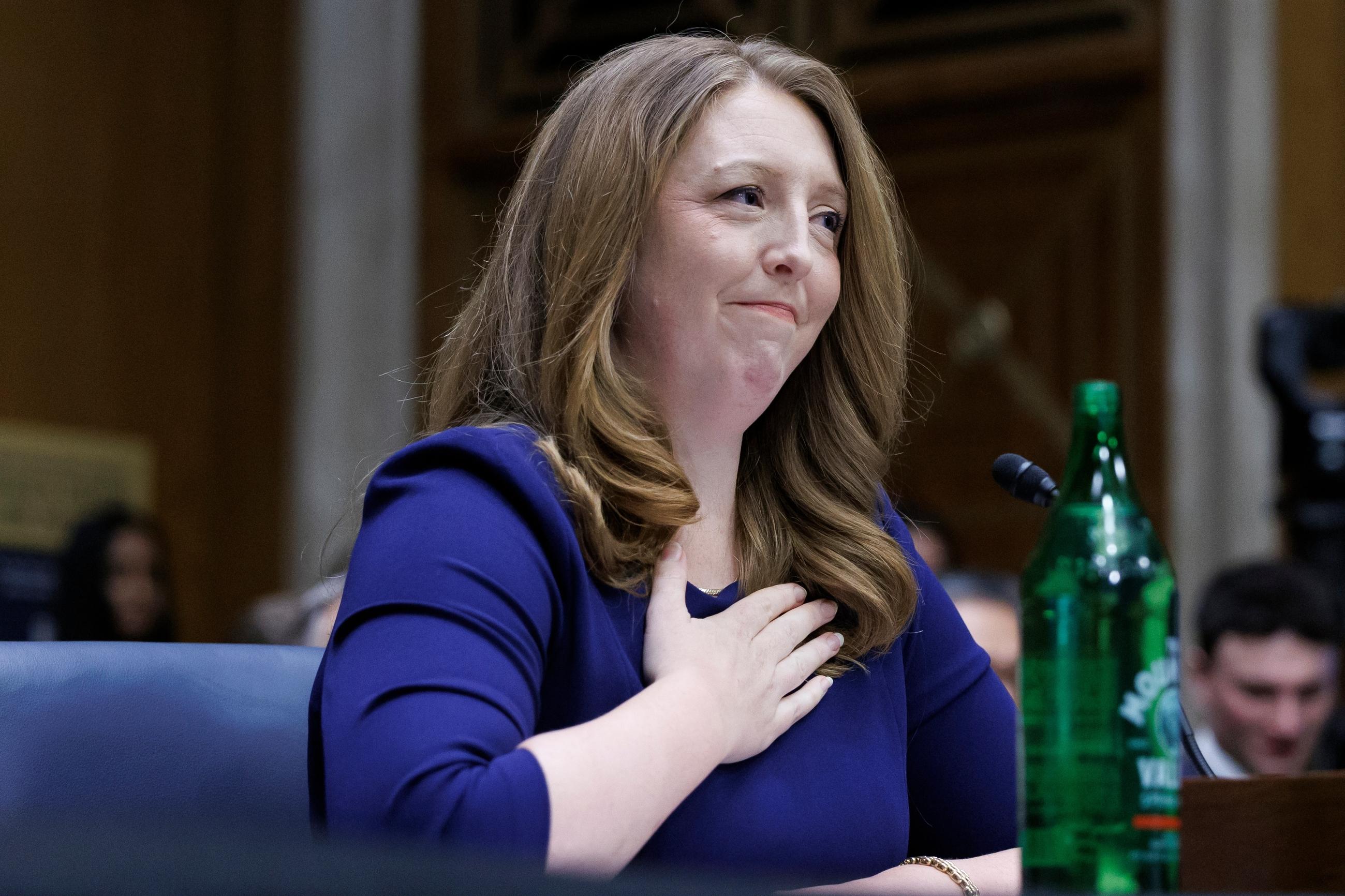 Surgeon-general nominee Casey Means testifies during a Senate Health, Education, Labor, and Pensions Committee hearing on Feb. 25. (AP Photo/Tom Brenner)