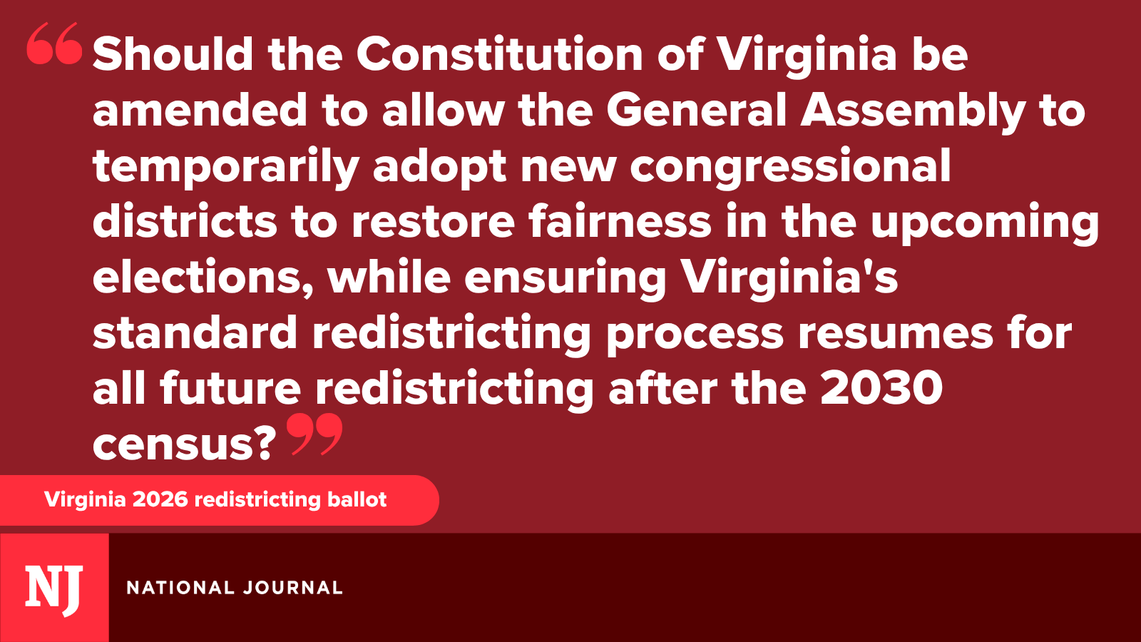 Virginia's 2026 redistricting ballot language