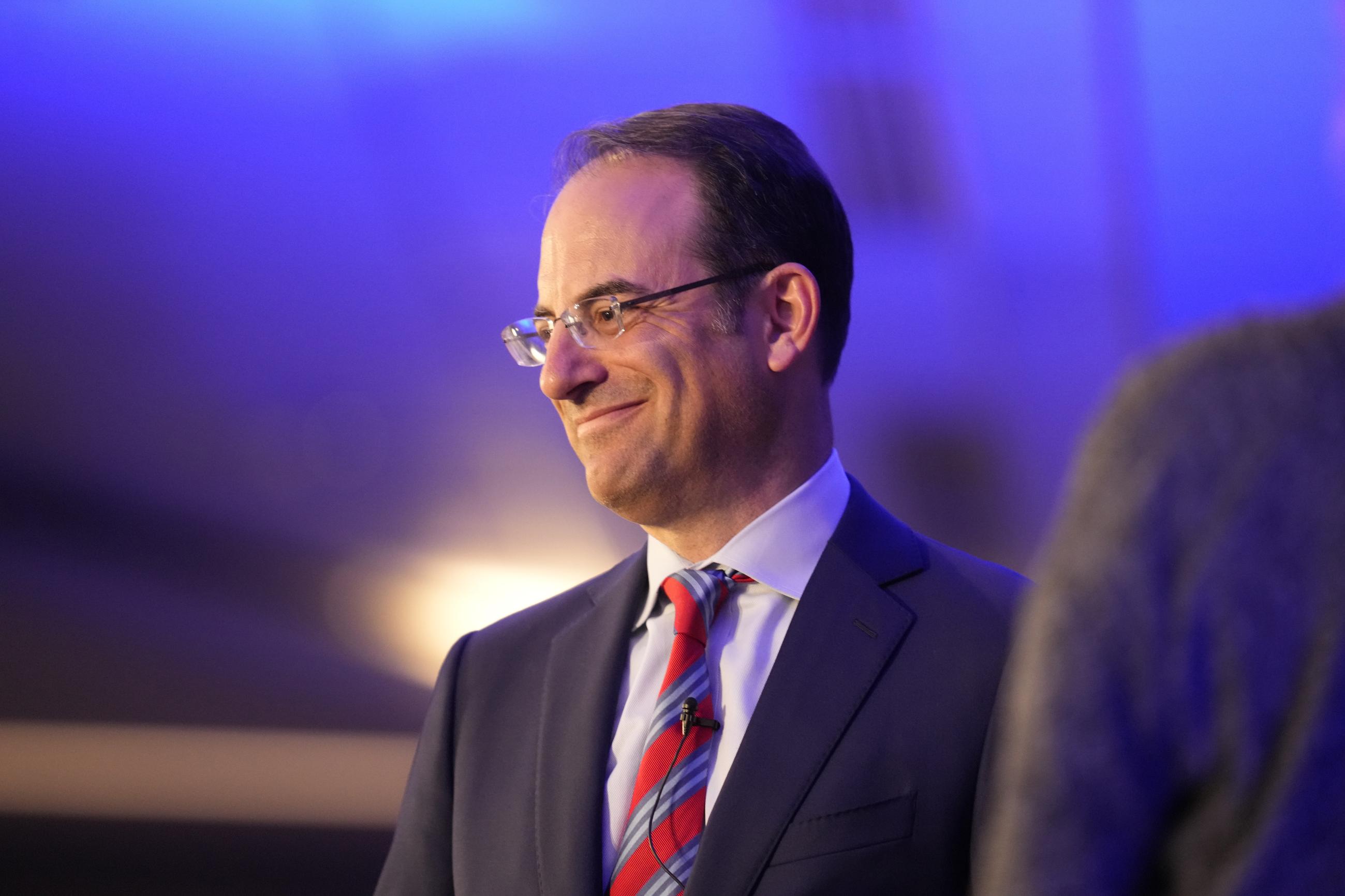 Incumbent Democratic Colorado Attorney General Phil Weiser speaking during an election watch party Tuesday, Nov. 8, 2022, in downtown Denver. (AP Photo/David Zalubowski)